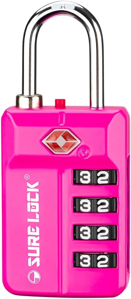SURE LOCK TSA Approved Travel Luggage Locks, Open Alert Combination Lock for Sch...
