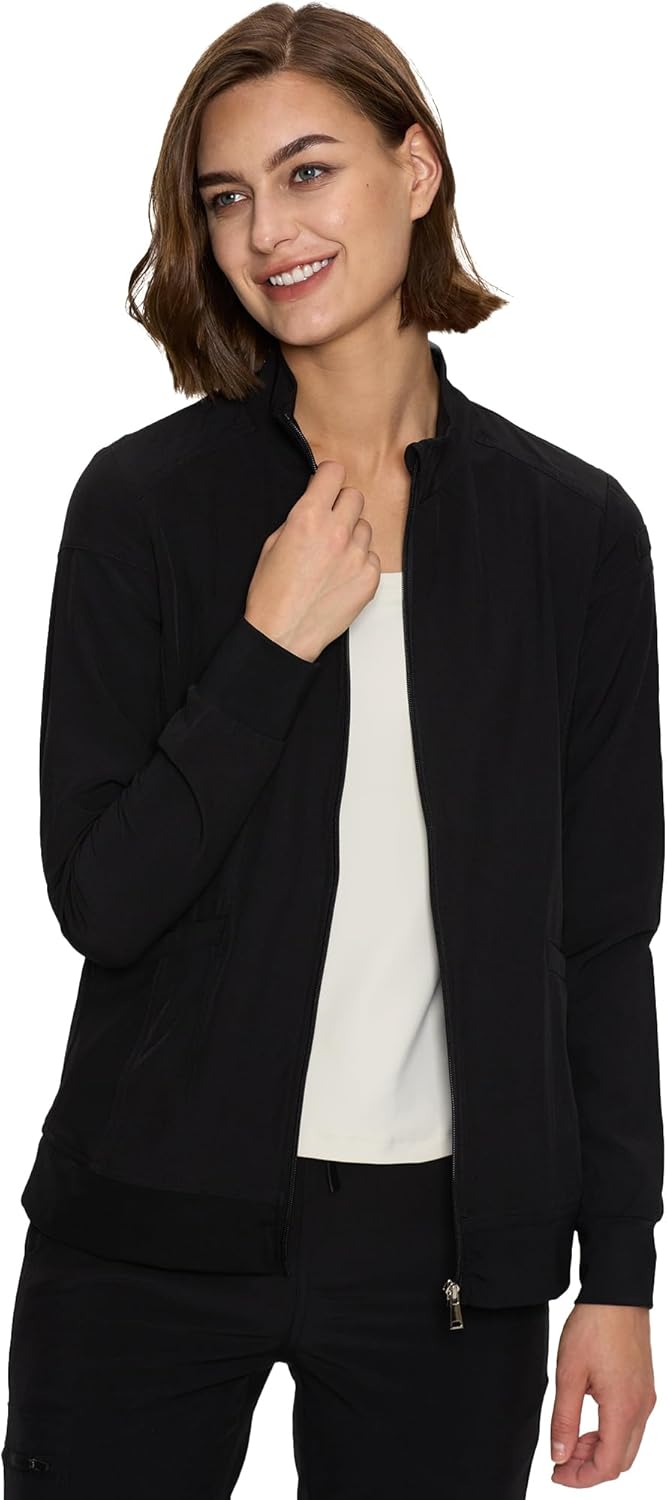 Scrub Jackets for Women, Zip Front Medical Jacket, Nurse Caots Black Large