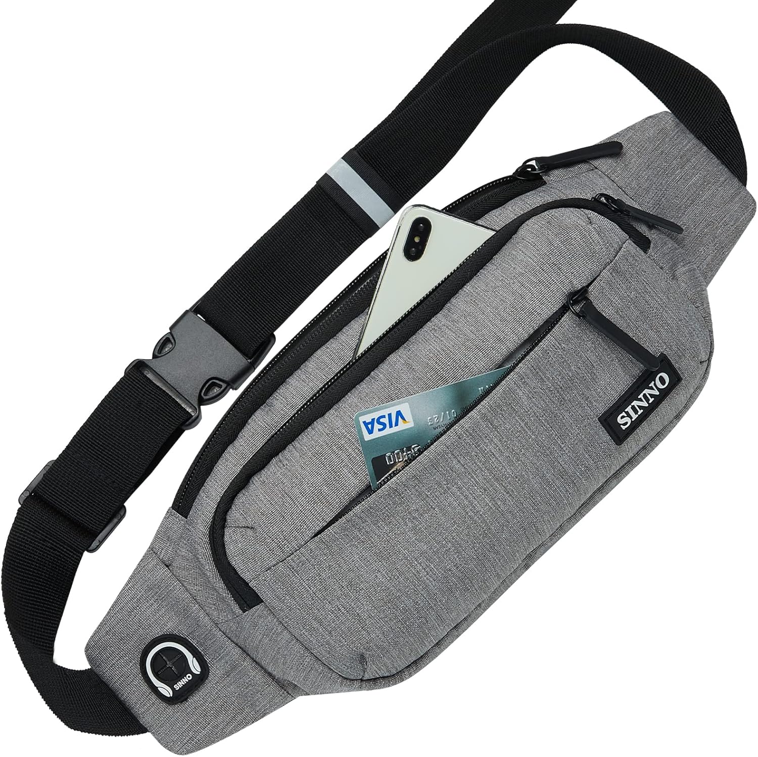 SINNO Large Crossbody Fanny Pack for Women Men Belt Bag With 4-Zipper Pockets fo...