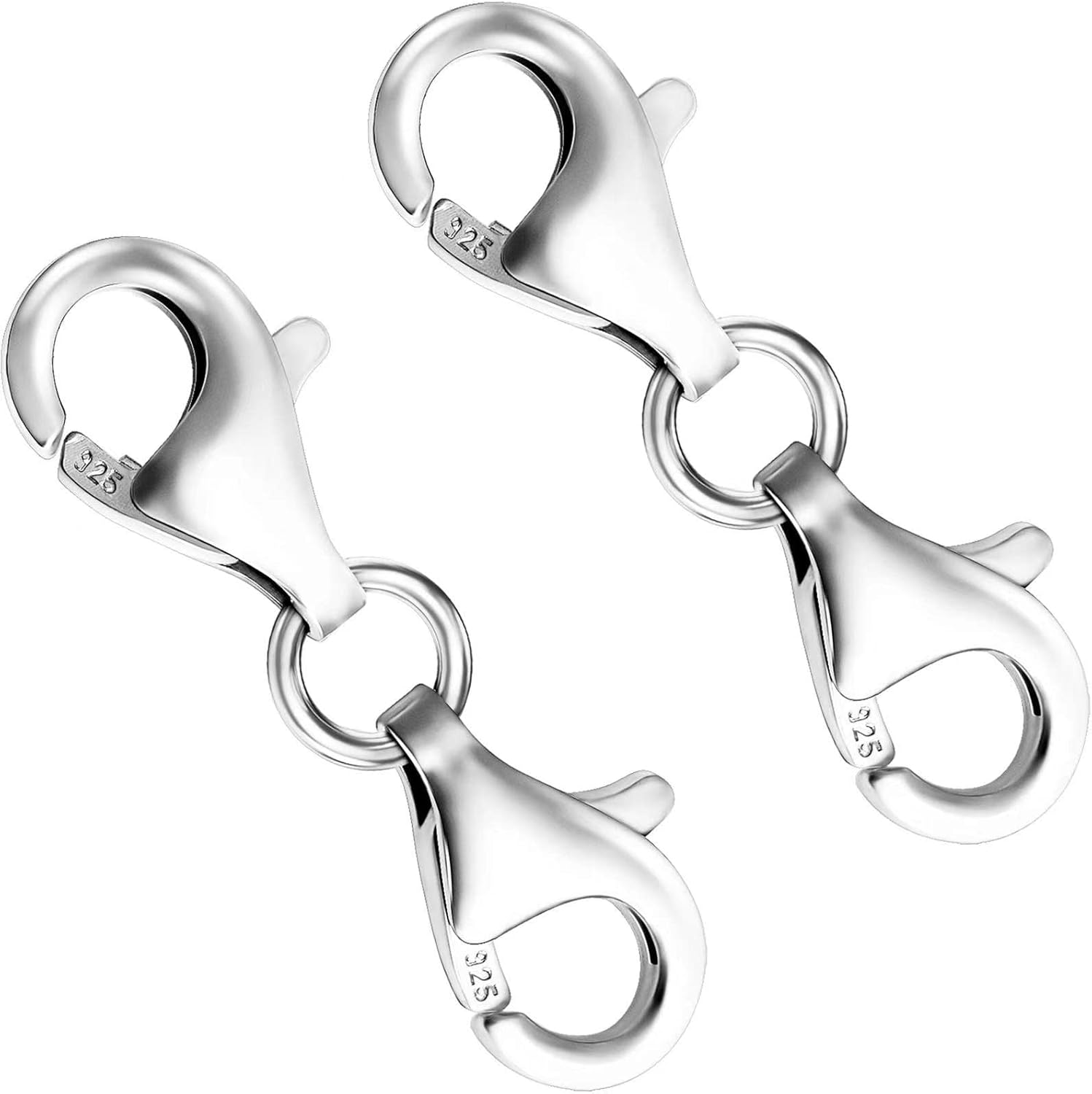 Lobster Clasp 925 Sterling Silver Double Lobster Claw Clasps(9MM),Necklace Exten...