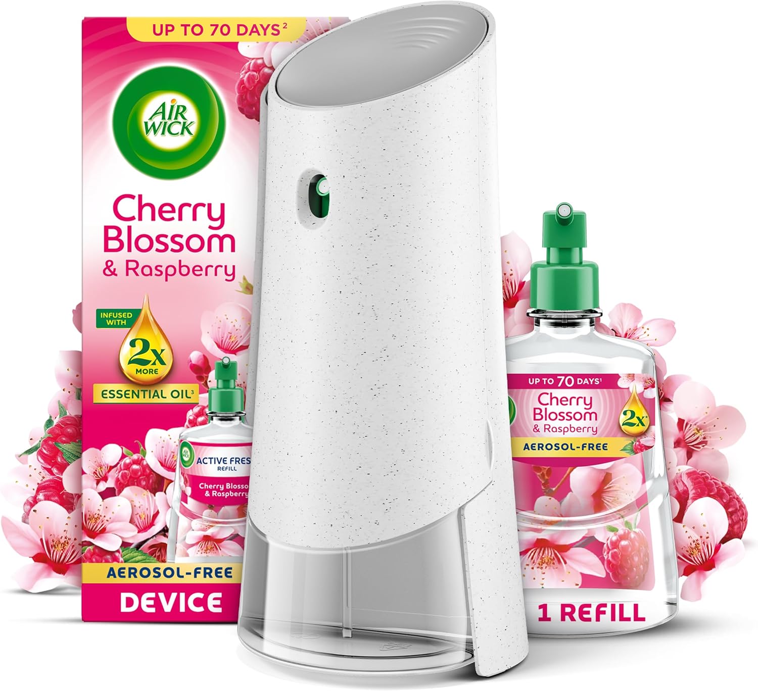 Air Wick Cherry Blossom & Raspberry Aerosol-Free Automatic Spray Kit, Lasts up t...