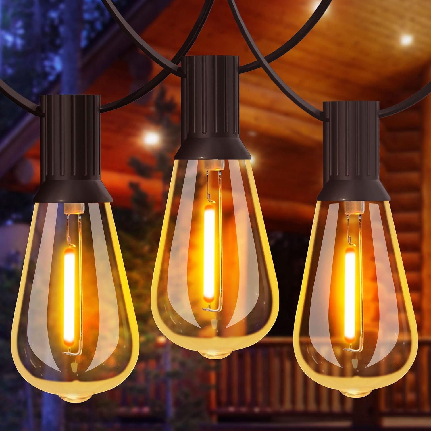 GLUROO String Lights for Outside 120FT, 60+4 Pcs Vintage Bulbs LED Outdoor Ediso...