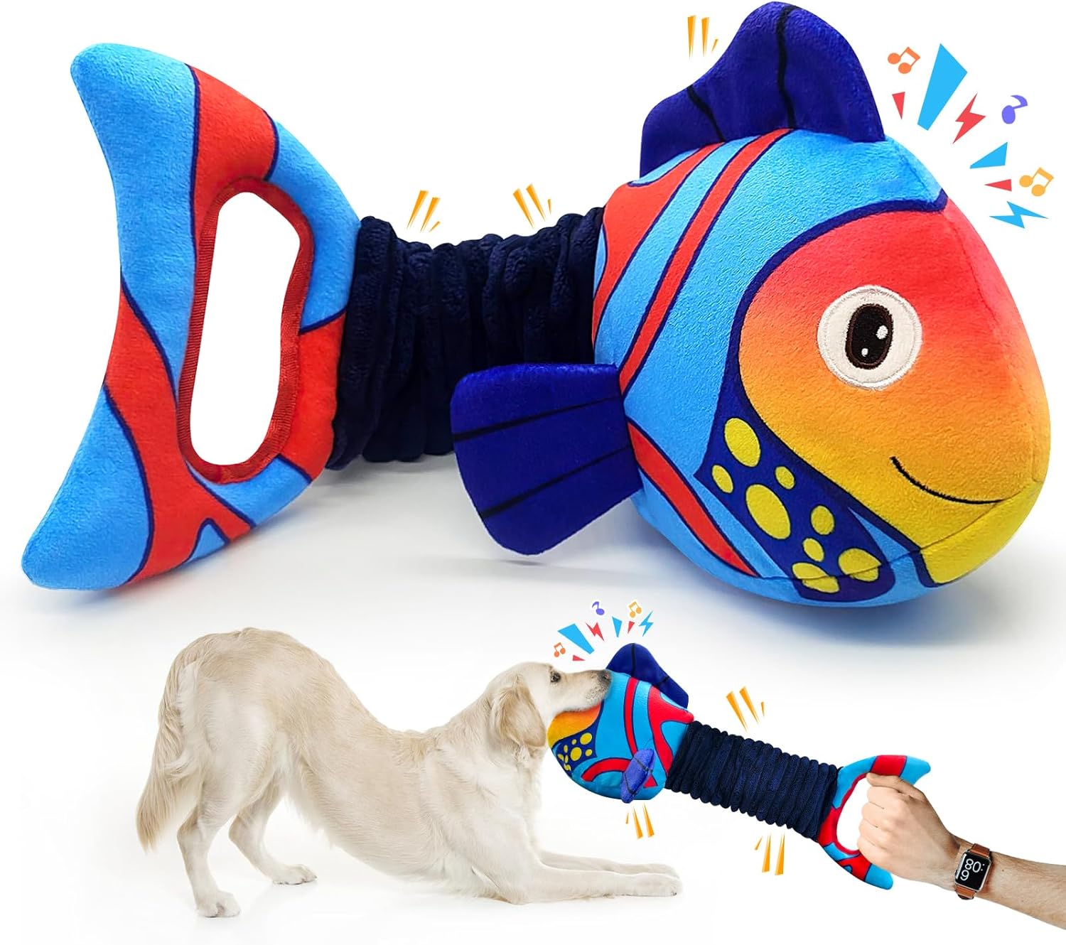 Unique Large Squeaky Dog Toys, Special Plush Stuffed Puppy Toys with Crinkle Pap...