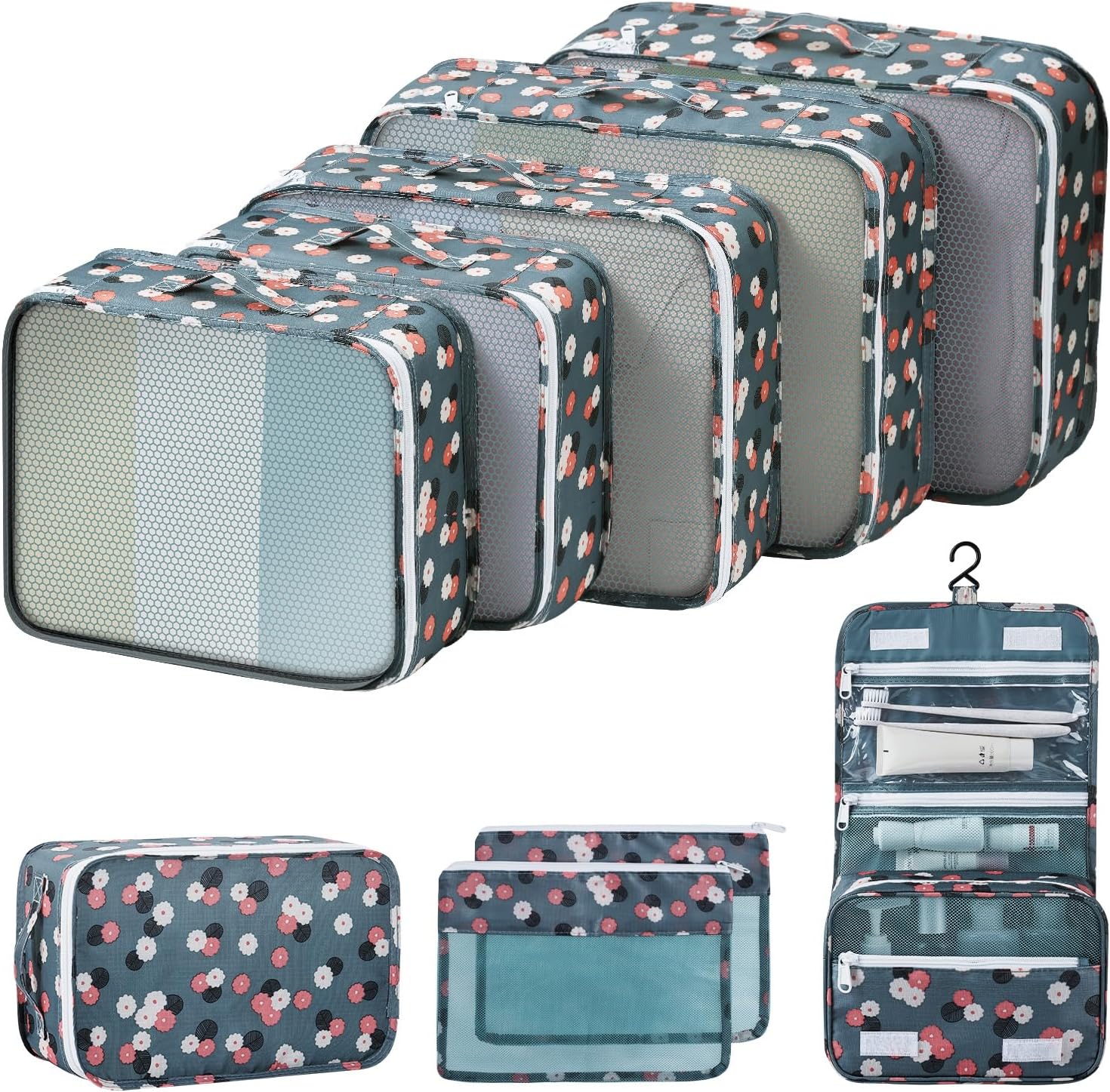 Unique 9 Set Packing Cubes, Essential Luggage Bags for Travel, Lightweight Packi...