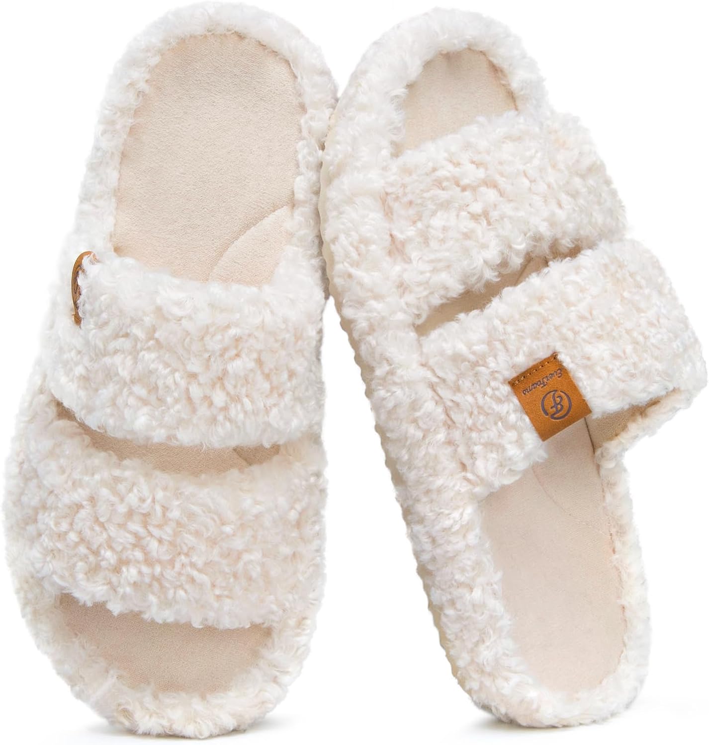 EverFoams Womens Fuzzy Slippers, Special Open-toe Slippers, Innovative Soft Comf...