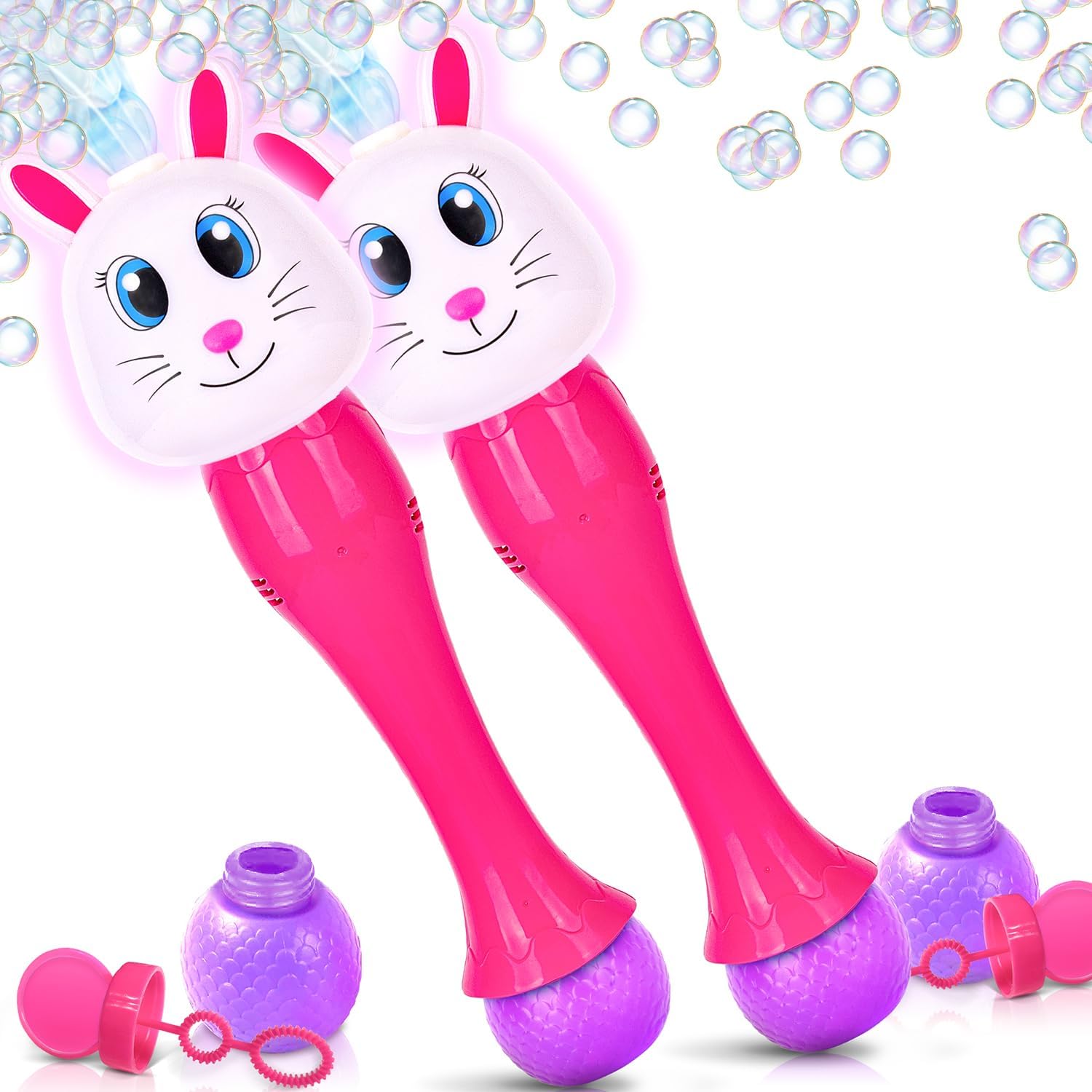 ArtCreativity Easter Bunny Bubble Wand (2 Pack), Easter Basket Stuffers for Todd...