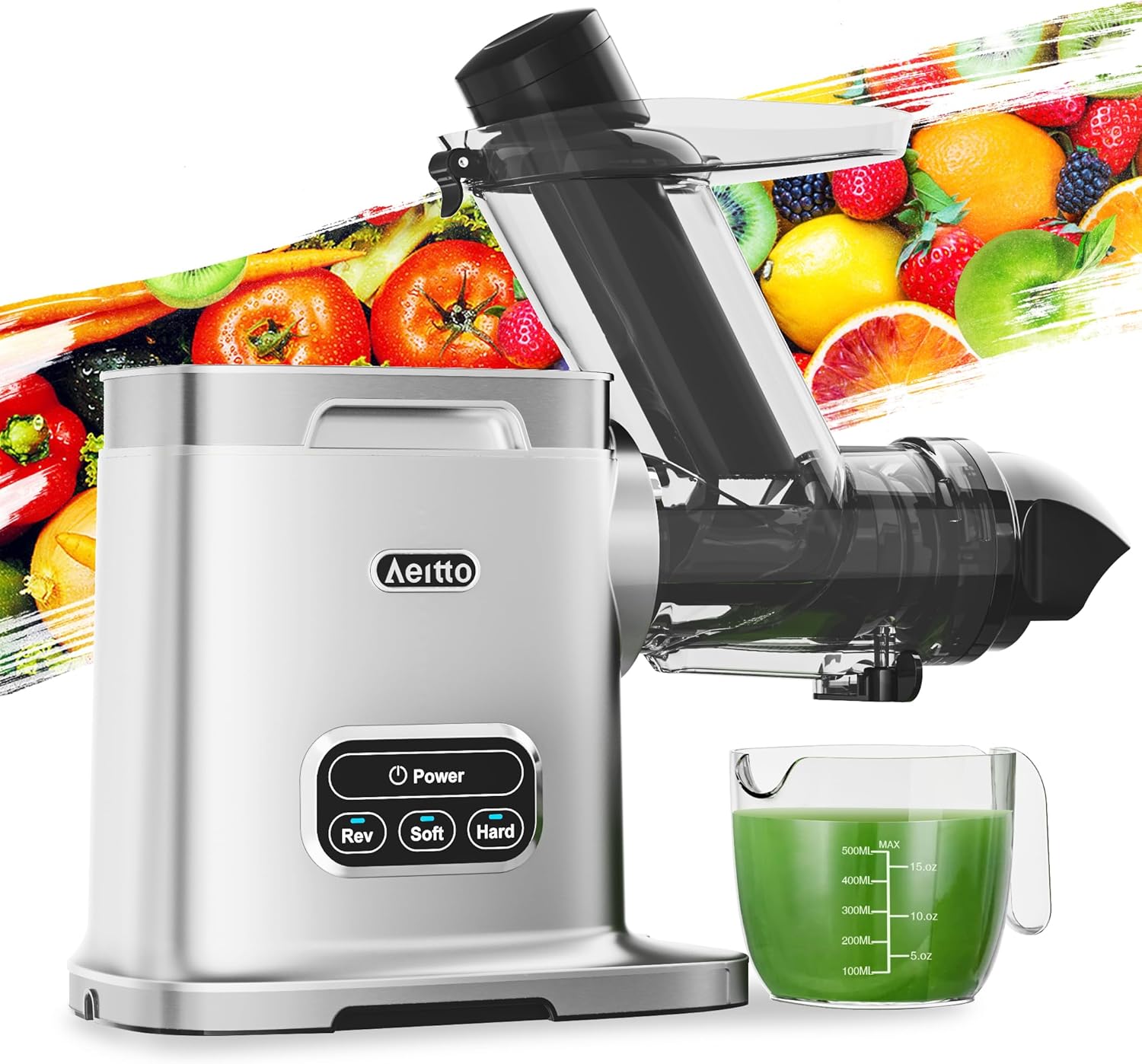 Aeitto Cold Press Juicer Machines, 3.6 Inch Wide Chute, Large Capacity, High Jui...