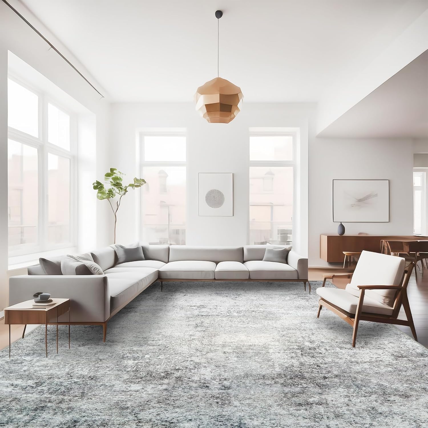 RUUGME Washable 10X14 Rug Abstract - Living Room Bedroom Large Area Rug Indoor F...