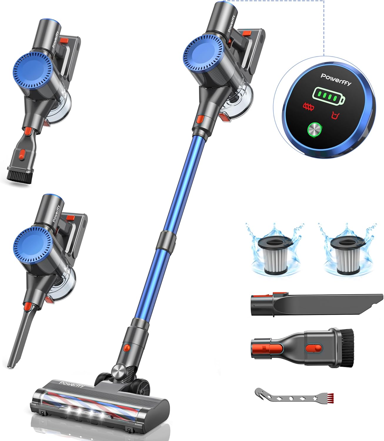 400W/30Kpa Cordless Vacuum Cleaner, 45 mins Rechargeable Stick Vacuum with 1.2 L...