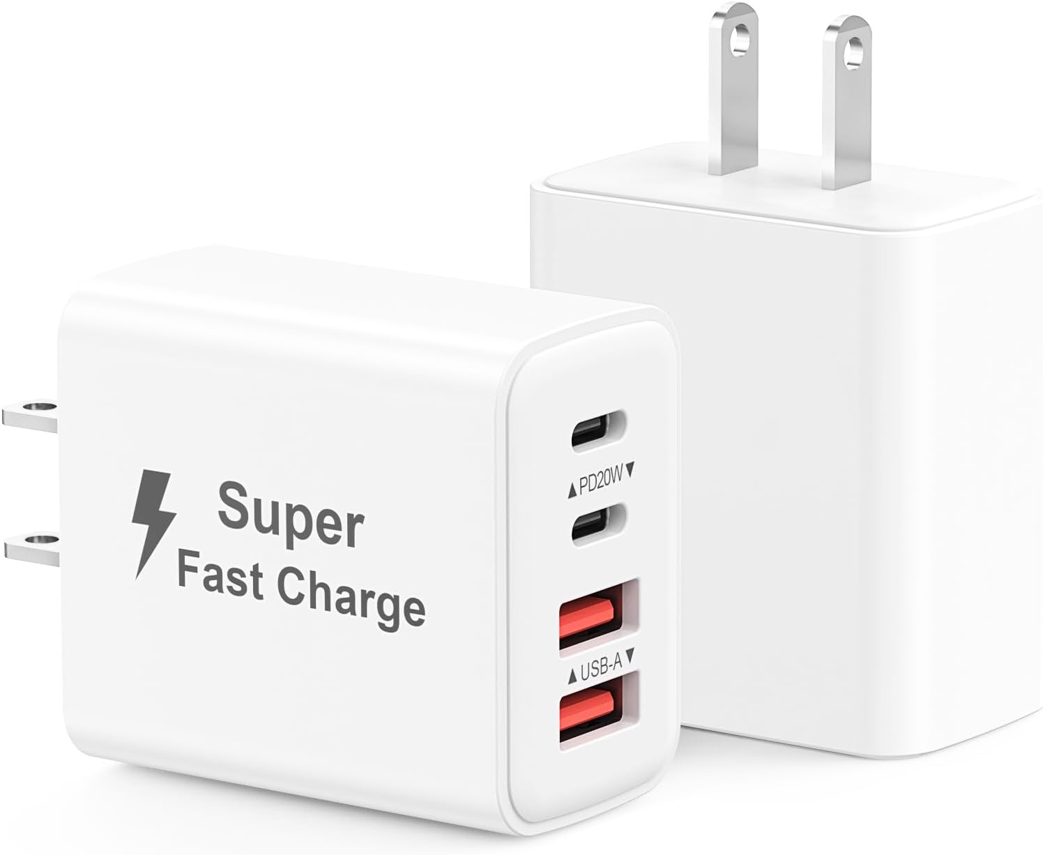 USB C Charger Block 40W, 2Pack 4-Port Type C Fast Charging Blocks PD USBC Plug A...