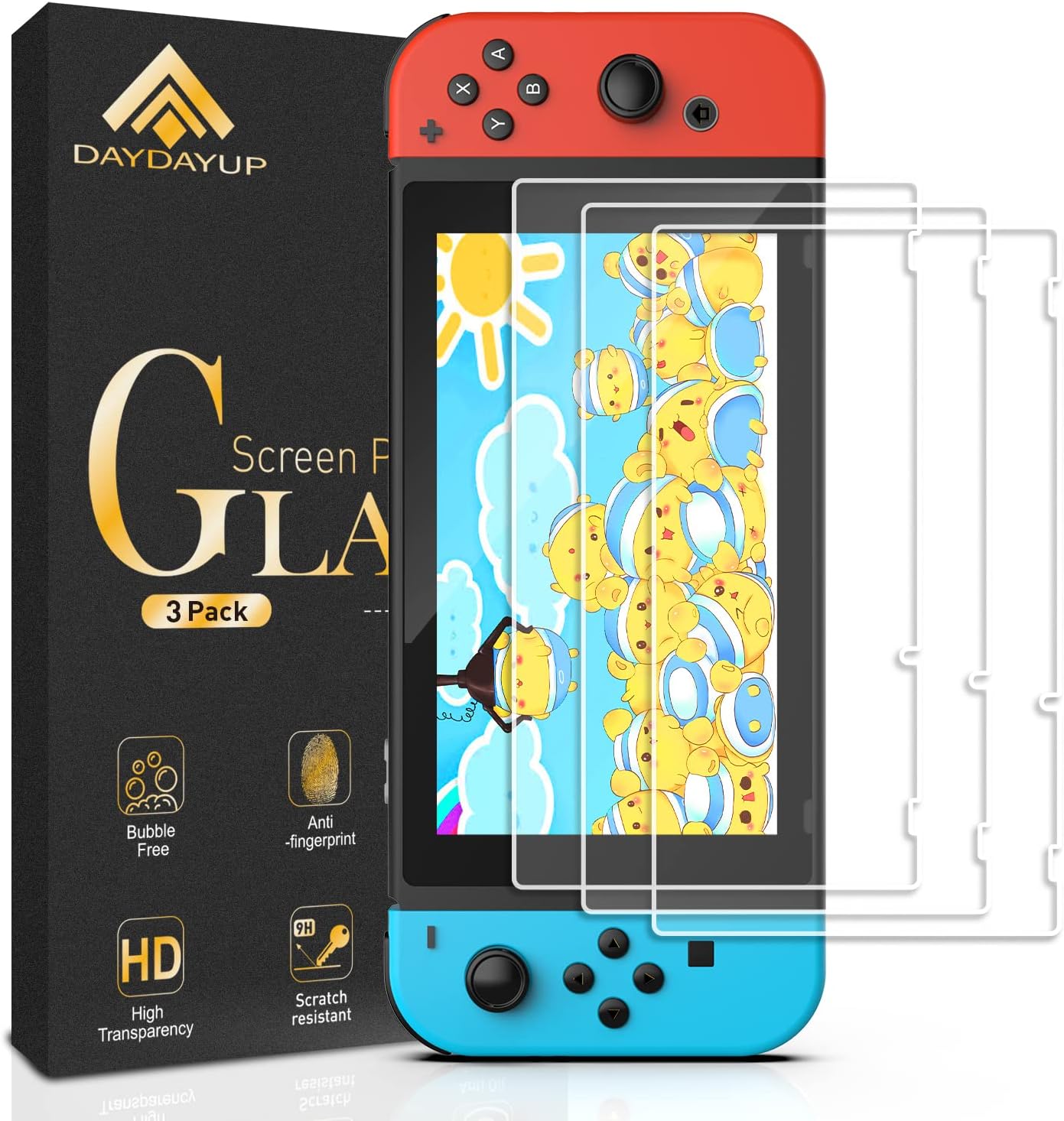 daydayup [3 Pack] Screen Protector Tempered Glass for Nintendo Switch - Hestia G...