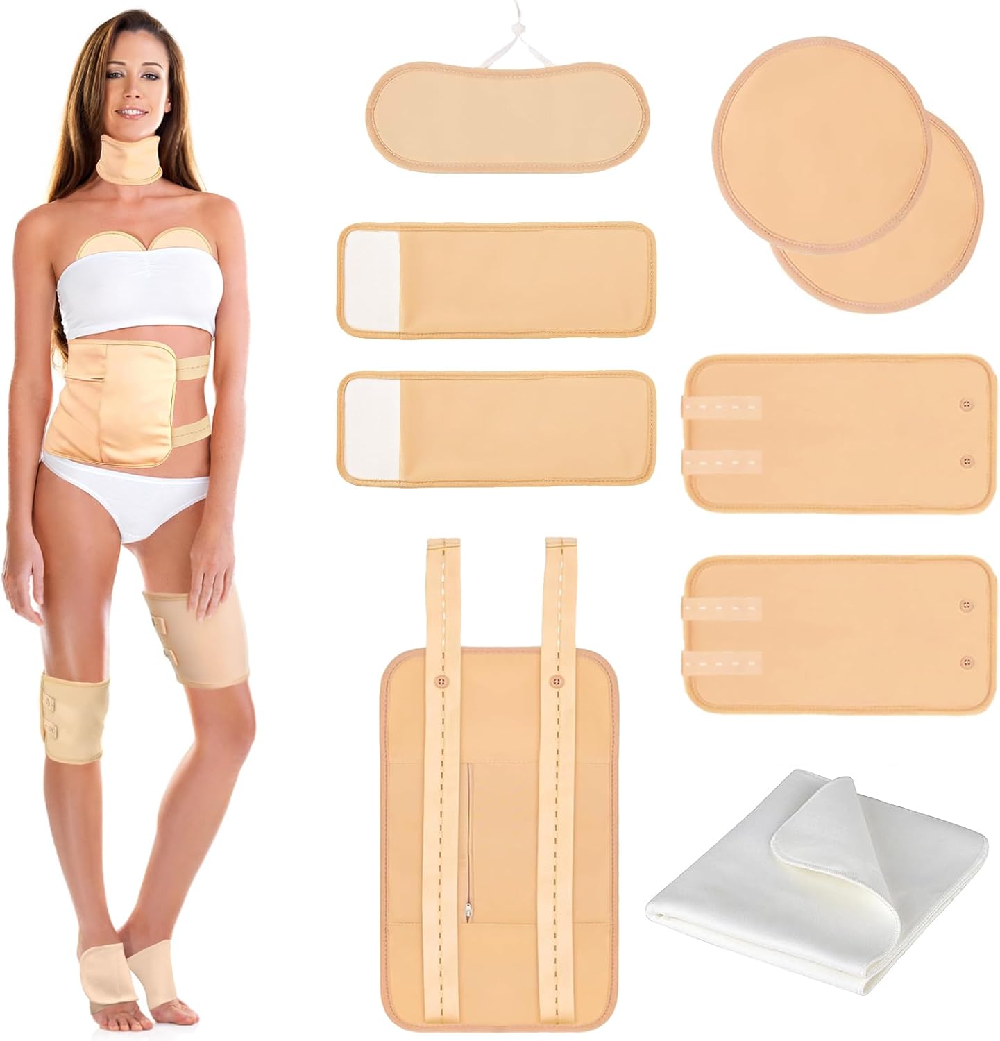 9 Pcs Castor Oil Pack Wrap Organic Cotton for Liver Detox, Stomach, Belly, Neck,...
