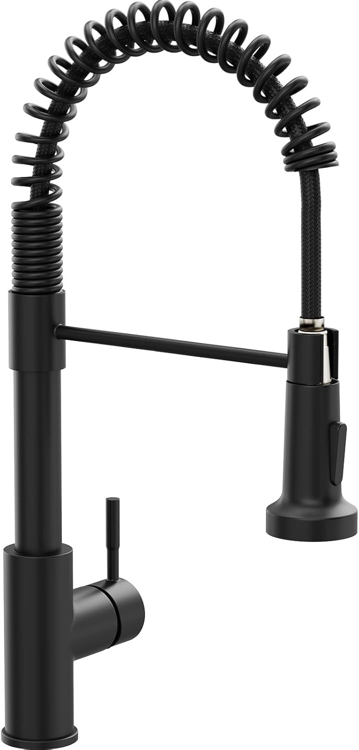 GIMILI Black Kitchen Faucet with Pull Down Sprayer Single Hole Spring Kitchen Si...