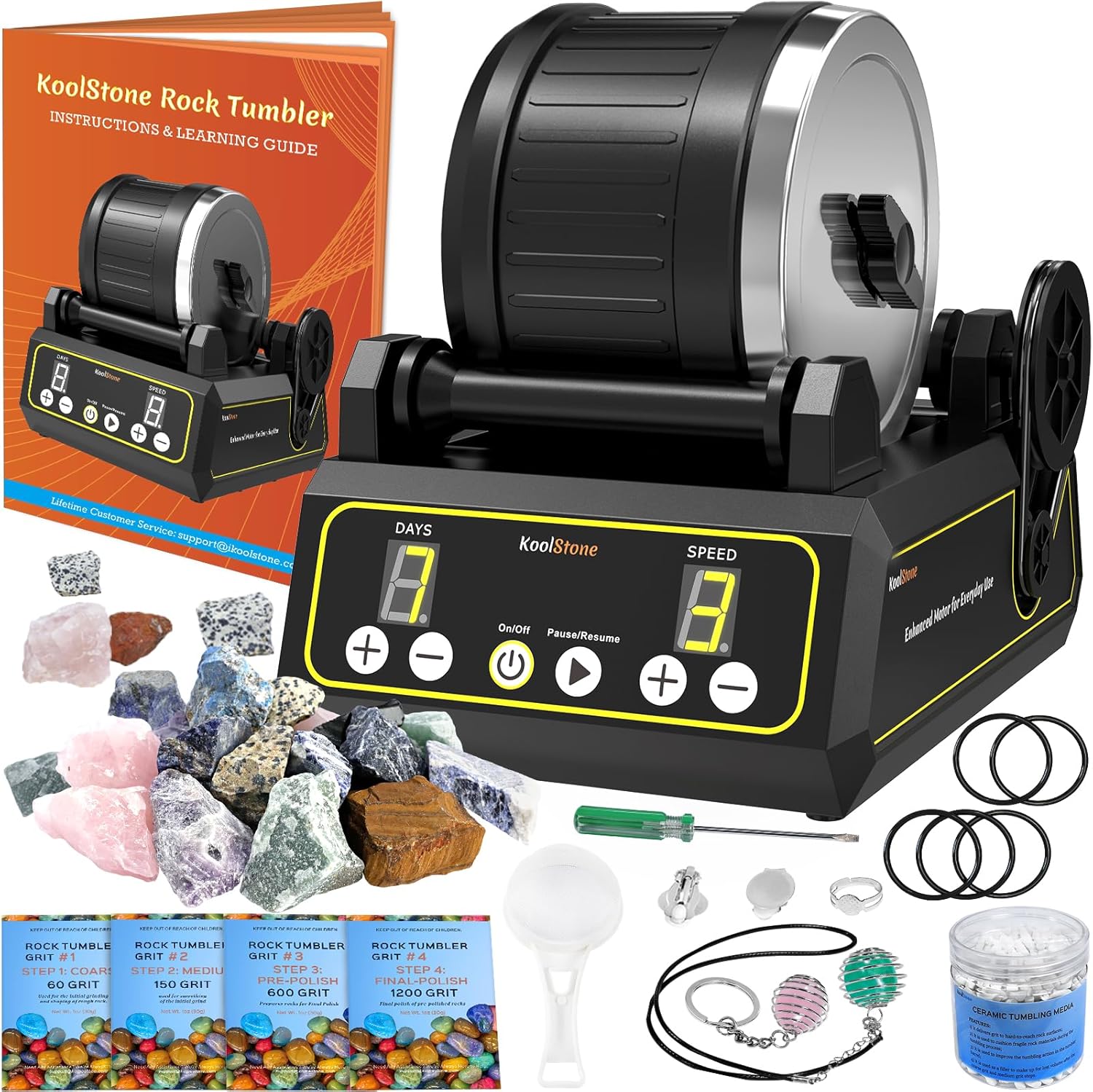 C1 Rock Tumbler Kit - Professional Large 2.5LB Capacity, Up to 5X More Noise Can...
