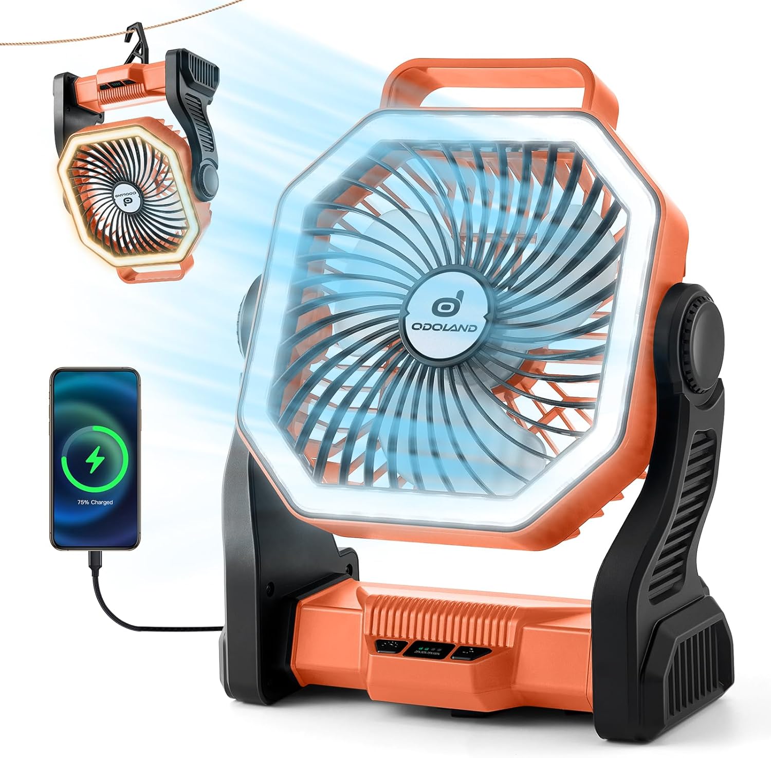 Odoland LED Camping Lantern with Fan, 20000mAh Battery Operated Camp Fan with 4...