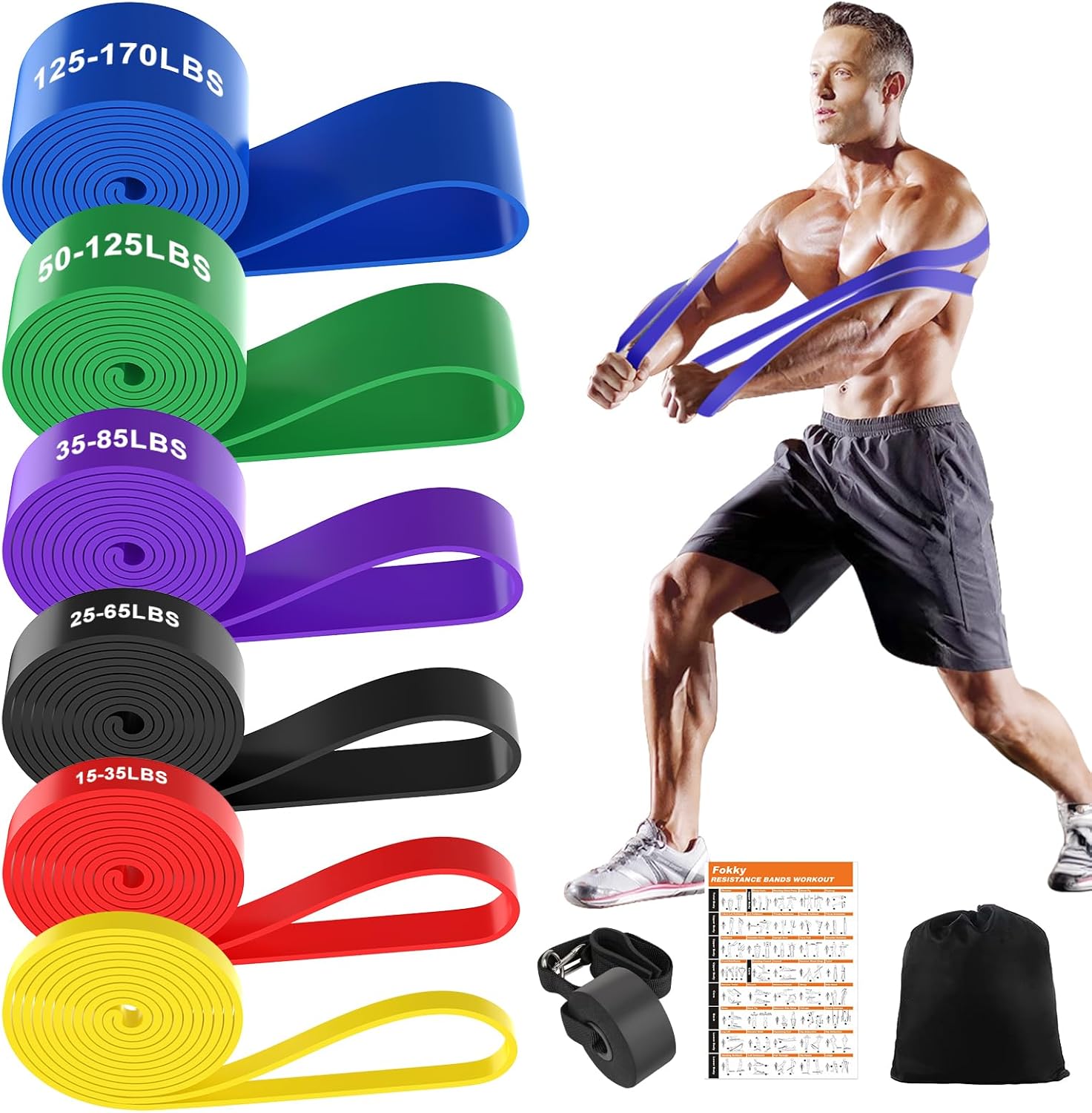 Fokky Resistance Bands Set, 6 Levels Exercise Band...