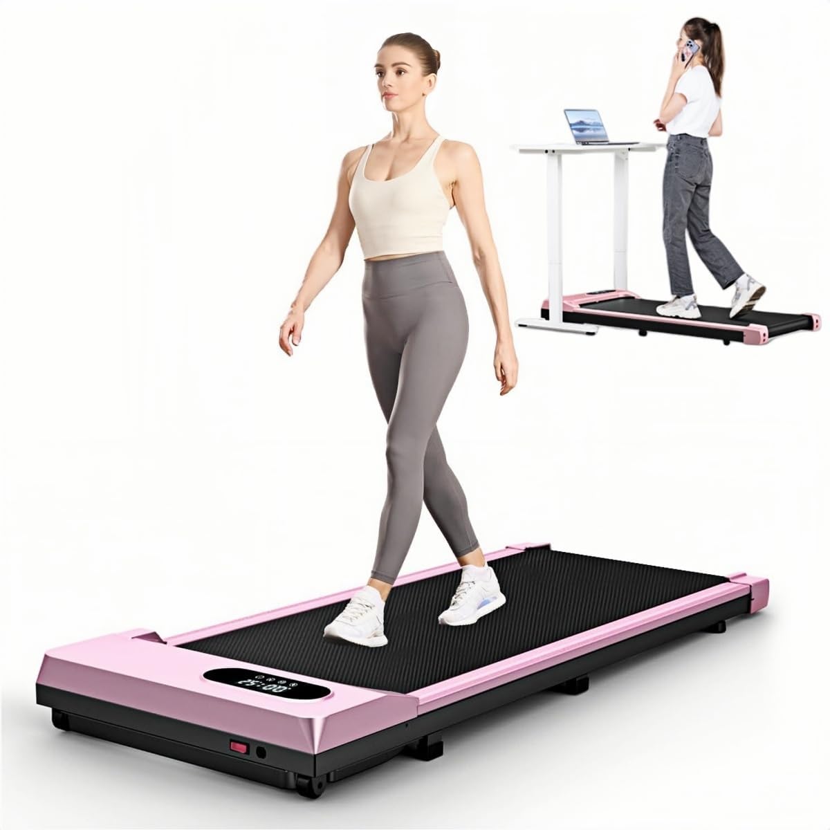Bigzzia Walking Pad Treadmill, 3 in 1 Under Desk Treadmill, 2.5HP Treadmills for...
