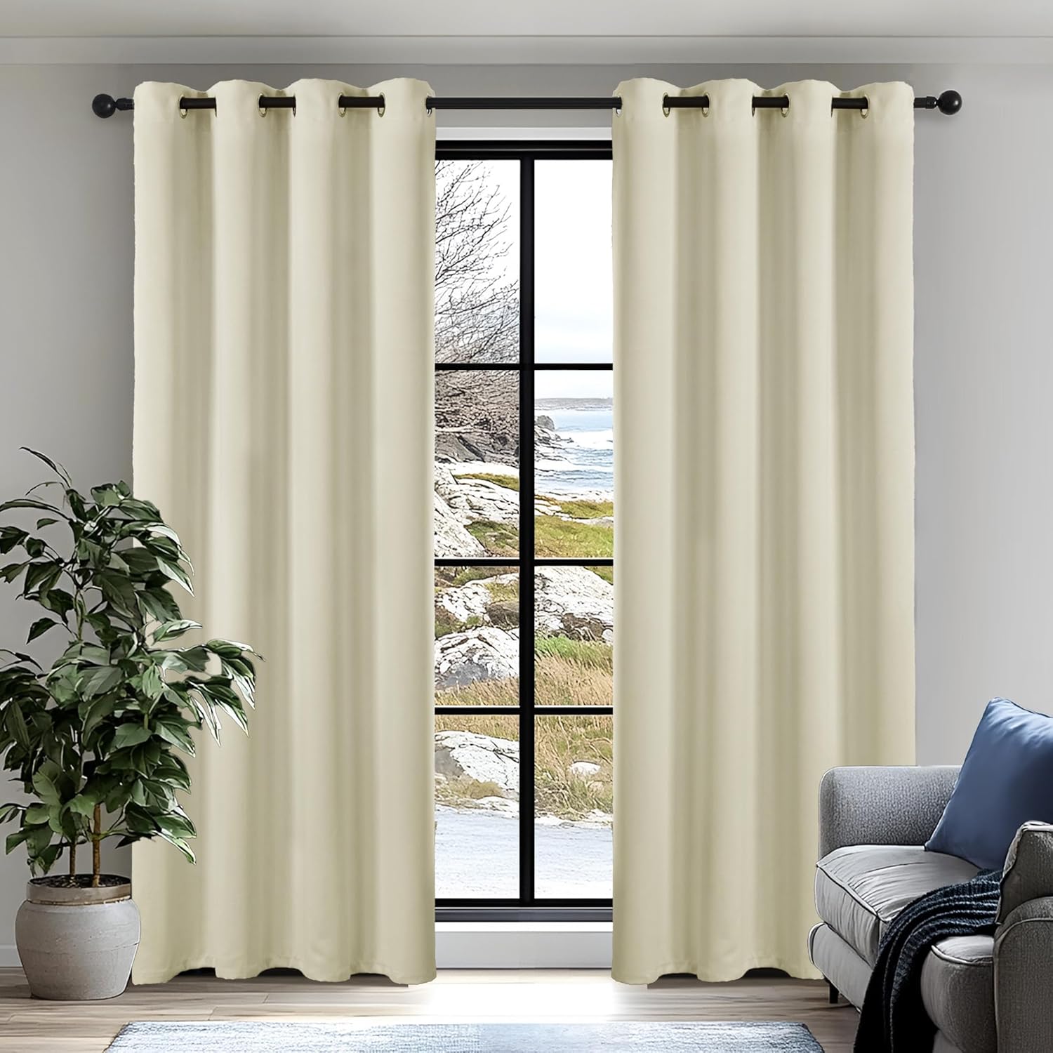 Deconovo Ivory Blackout Curtains, Special Thermal Insulated Curtains, Innovative...