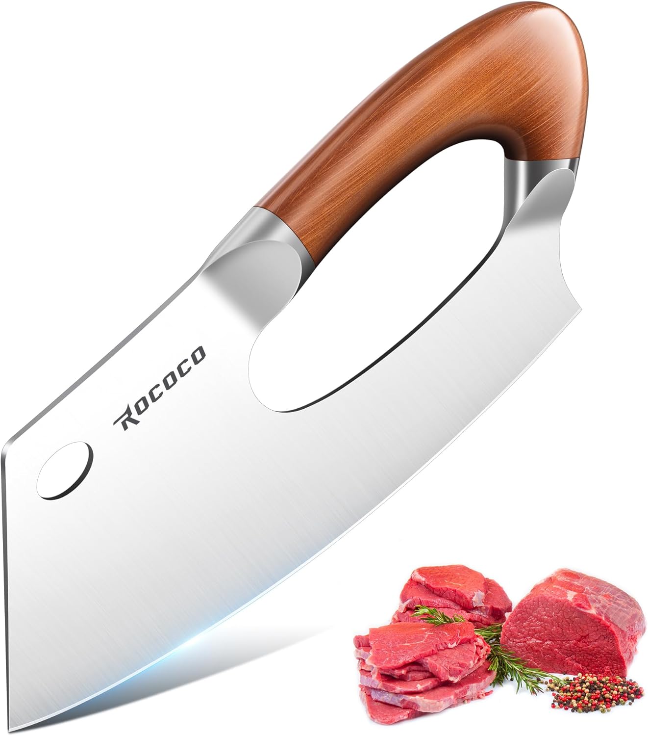ROCOCO Meat Cleaver Knife Unique Effort Saving Kitchen Knife Professional Stainl...