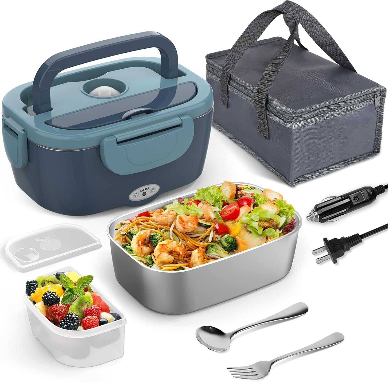 Electric Lunch Box Food Heater, 60-80W Heated Lunch Box for Adults, 12V 24V 110V...