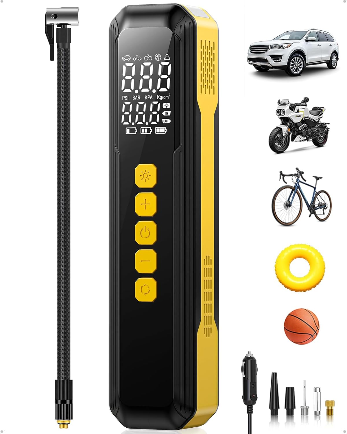 Tire Inflator Portable Air Compressor - 5X Faster 10000mAh Cordless Air Pump for...