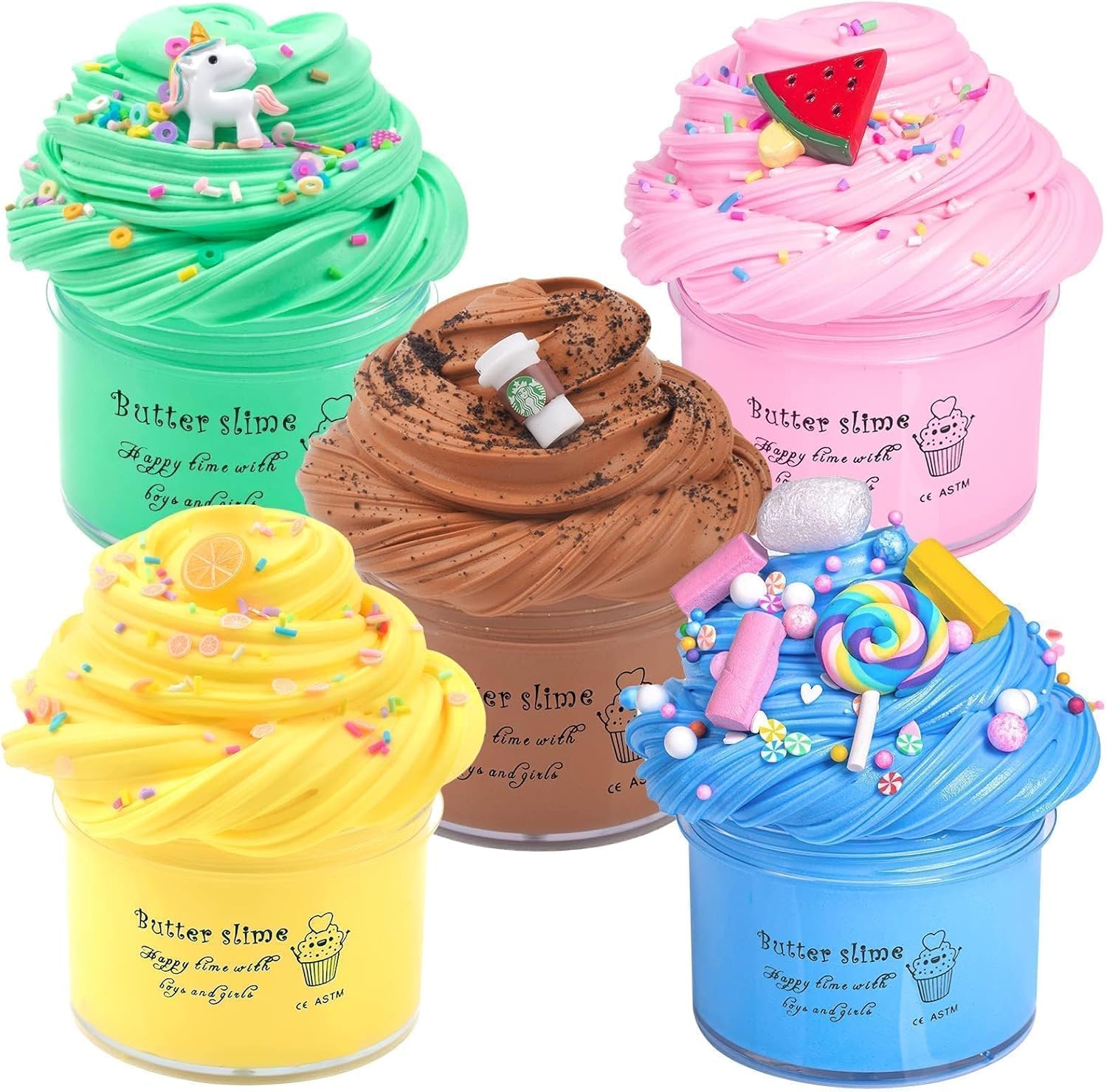 Fluffy Butter Making Slime Kit for Kids, 5 Pack Easter Scented Candy Cheap Slime...