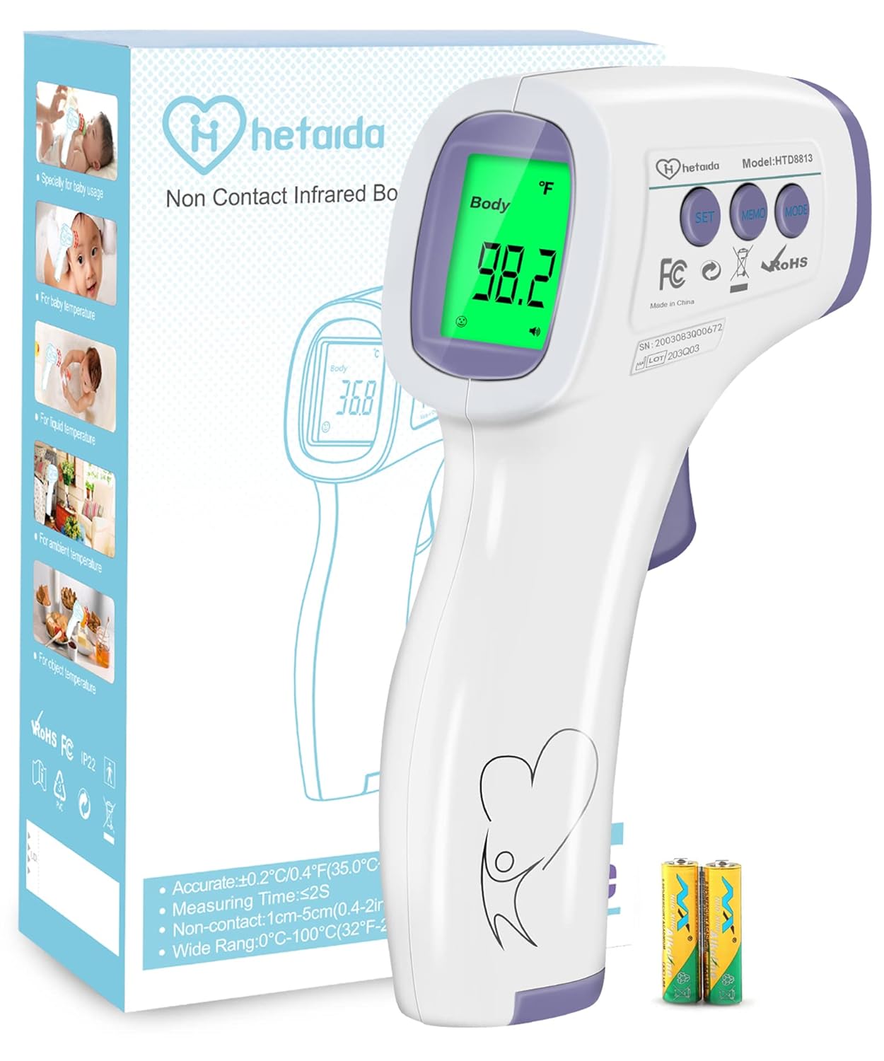 Digital Thermometer for Adults and Kids, No Touch Forehead Thermometer for Baby,...