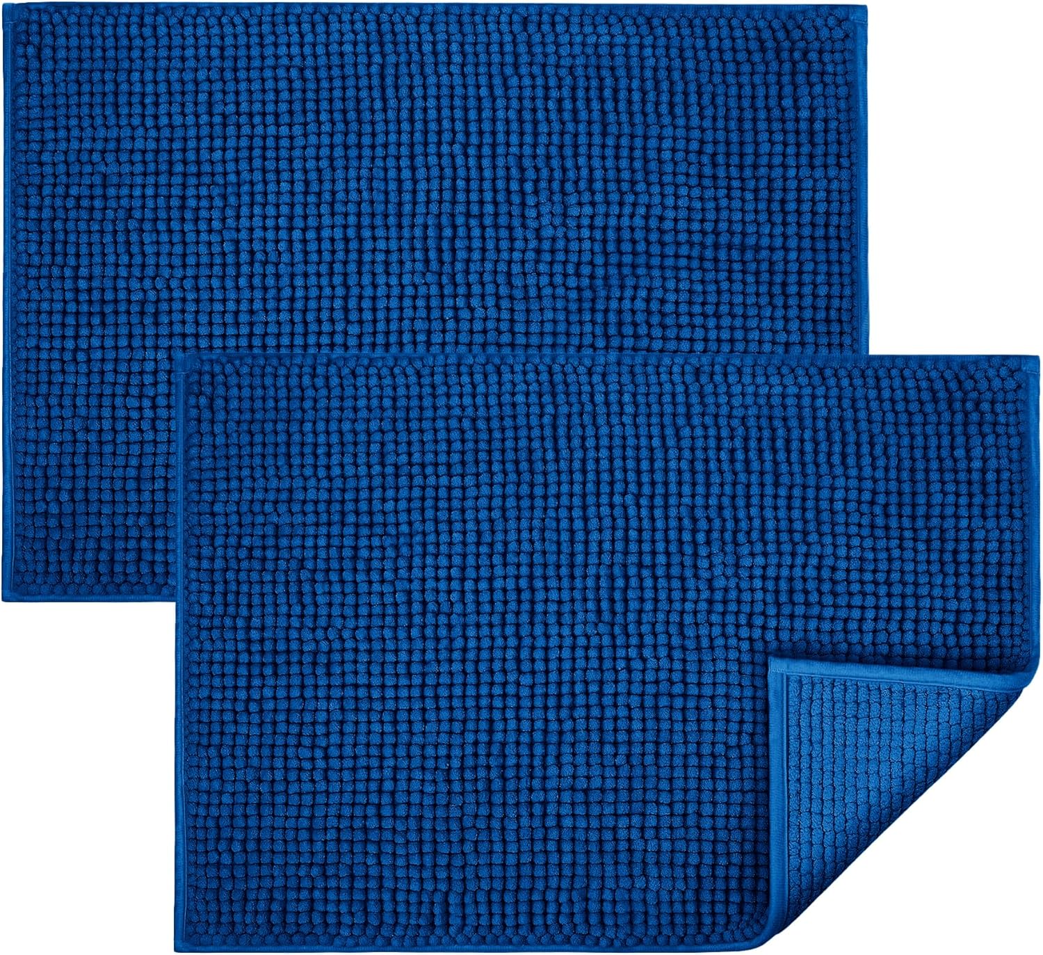 BedLooms Navy Bath Mat Non-Slip Anti Mould, 2 Pack 40x60cm Chenille Bathroom Mat...