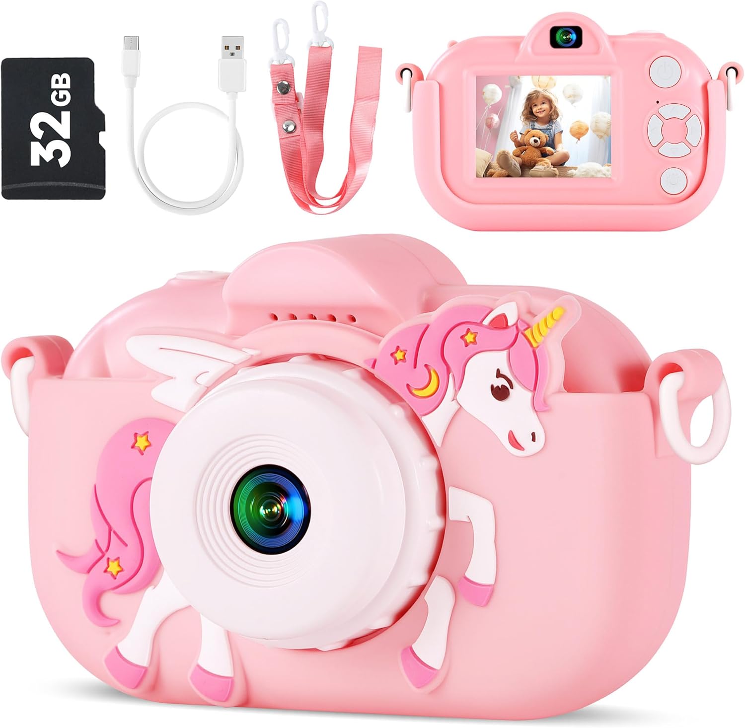 Kids Camera Toys for Ages 3 4 5 6 7 8 9 Girls, 48MP Dual Lens Toddler Digital Ca...