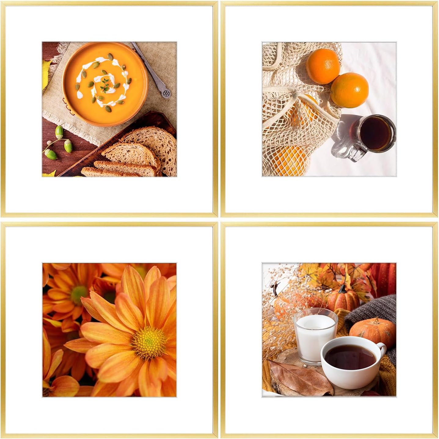 Golden State Art - 12x12 Metal Picture Frames with Mat for 8x8 Square Photo - Se...
