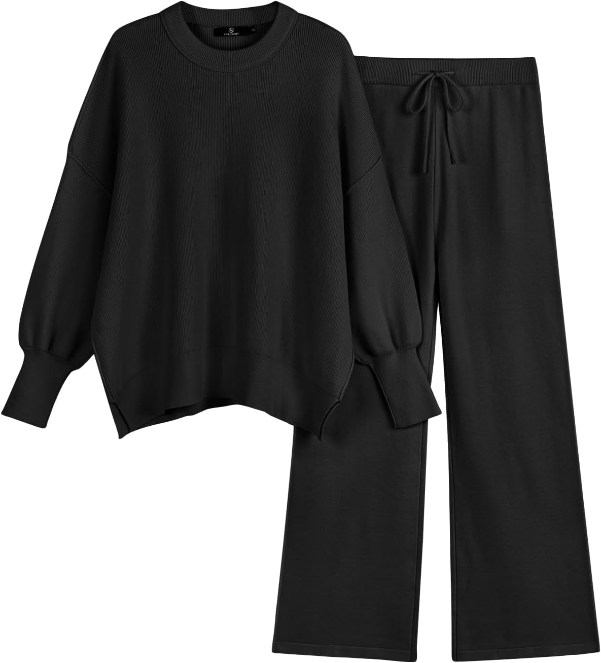 LILLUSORY Women 2 Piece Outfits Sweatsuit Oversized Knit Pullover Sweater Tops W...