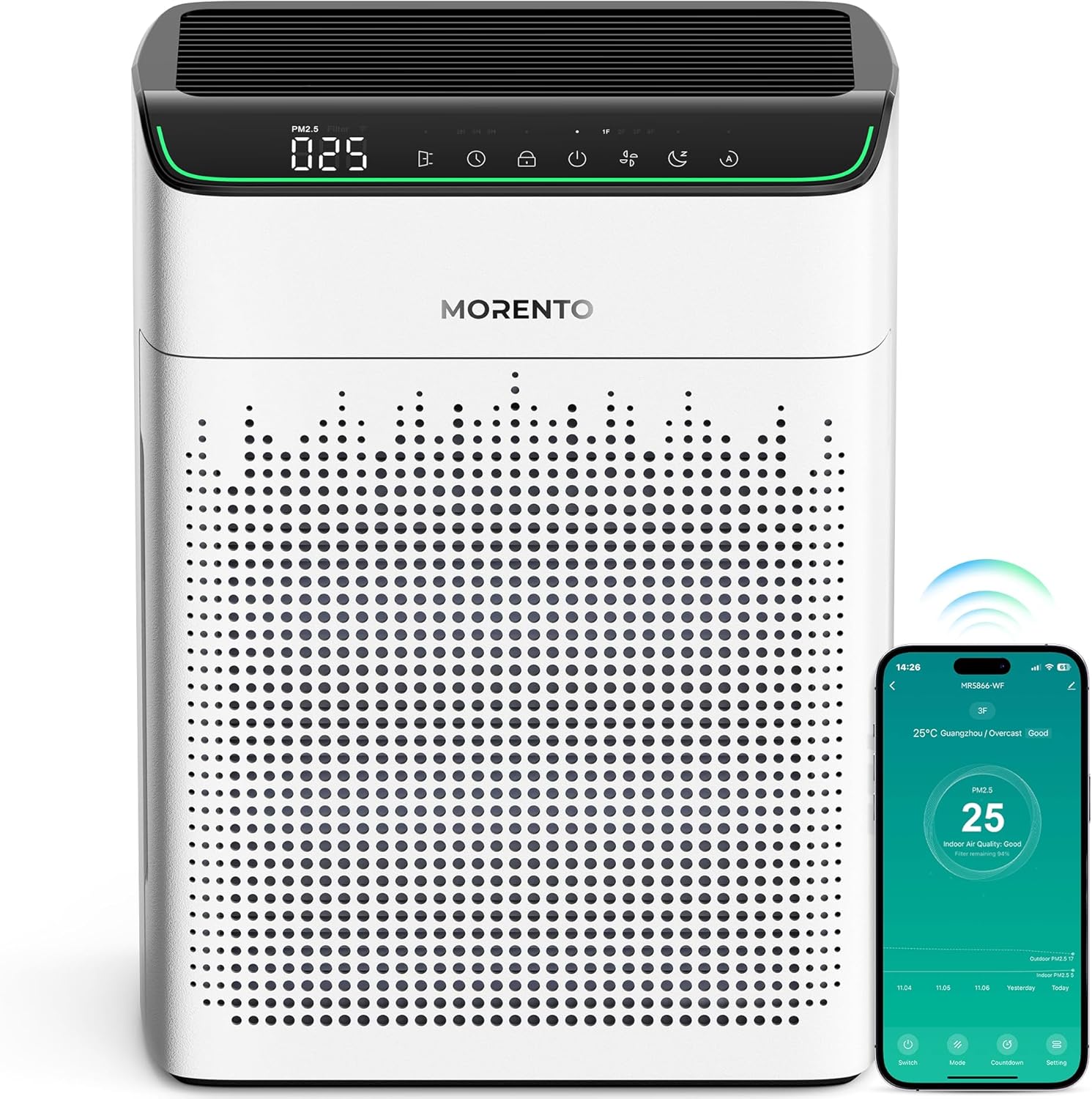 MORENTO Air Purifiers for Home Large Room Up to 1690 ft² with PM 2.5 Air Quality...
