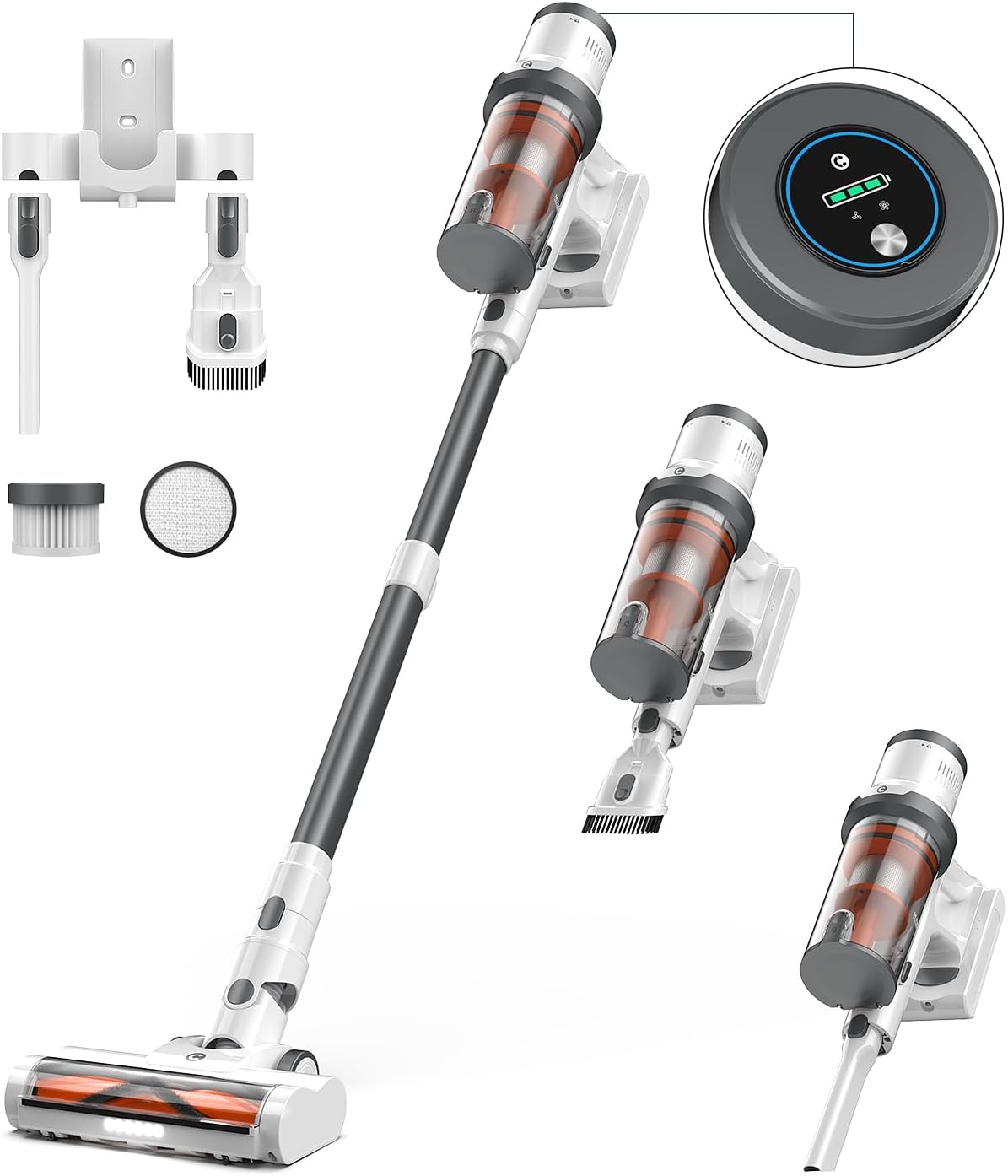 Cordless Vacuum Cleaner, 30Kpa Vacuum Cleaners for Home, Max 50 Mins Runtime, An...