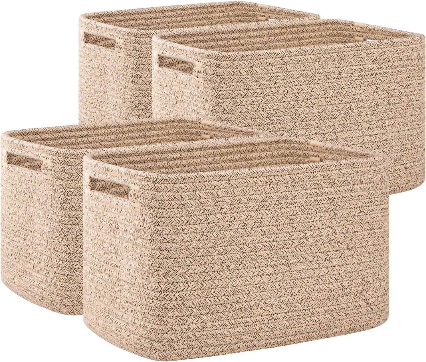 OIAHOMY 4 Pack Storage Baskets for Organizing, Cube Storage Bins for Shelves, Re...