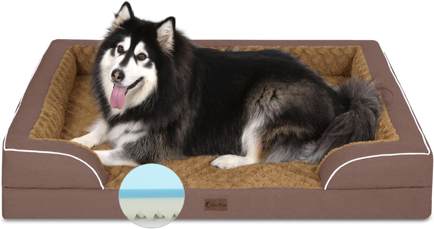 Orthopedic XXL Dog Bed for Extra Large Dogs, Waterproof Memory Foam Dog Beds wit...