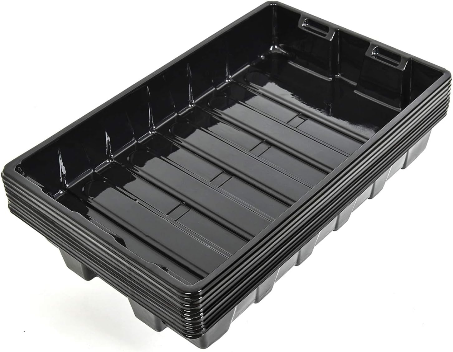 Strong Plant Growing Trays, Extra Strength Durable Black Plastic Growing Trays (...