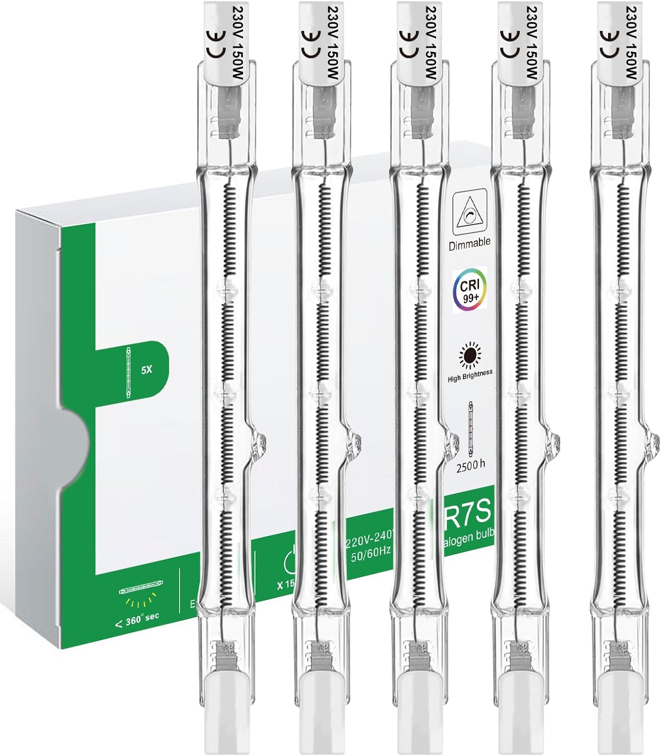 Jaenmsa R7s Halogen Light Bulbs, R7S Bulb 118mm 150W Dimmable, 230V 1500lm Tungs...