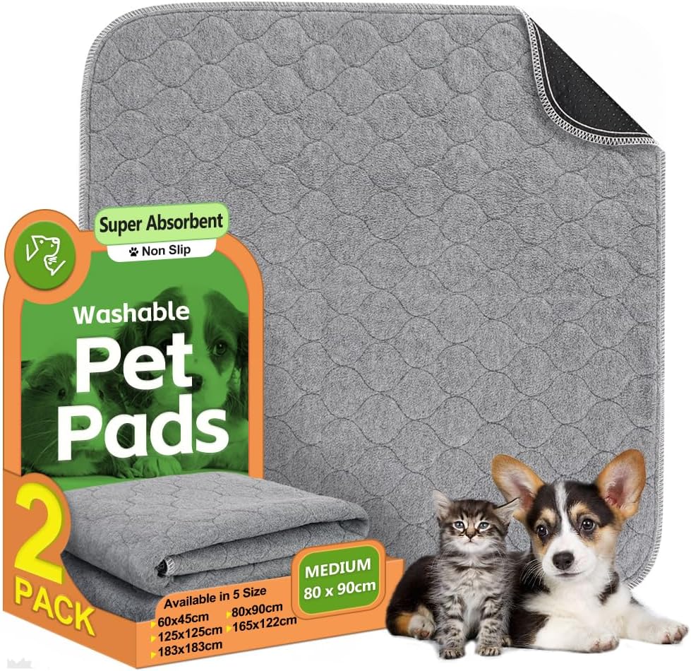 2 Pack Washable Dog Pee Pads - Instantly Absorbent and Reusable for Puppy Traini...