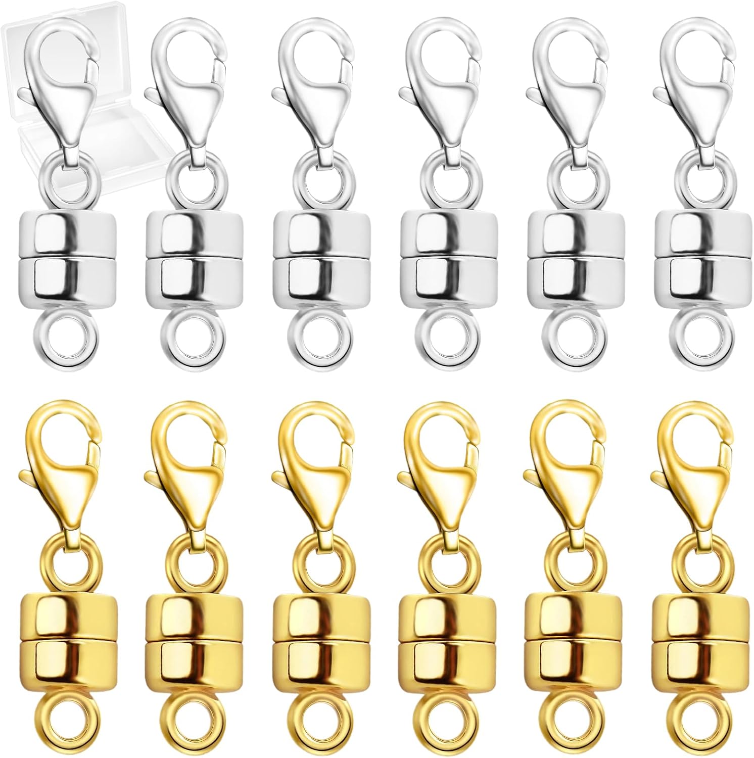 Magnetic Necklace Clasp with Lobster Clasp,14K Gold and Silver Magnetic Jewelry...