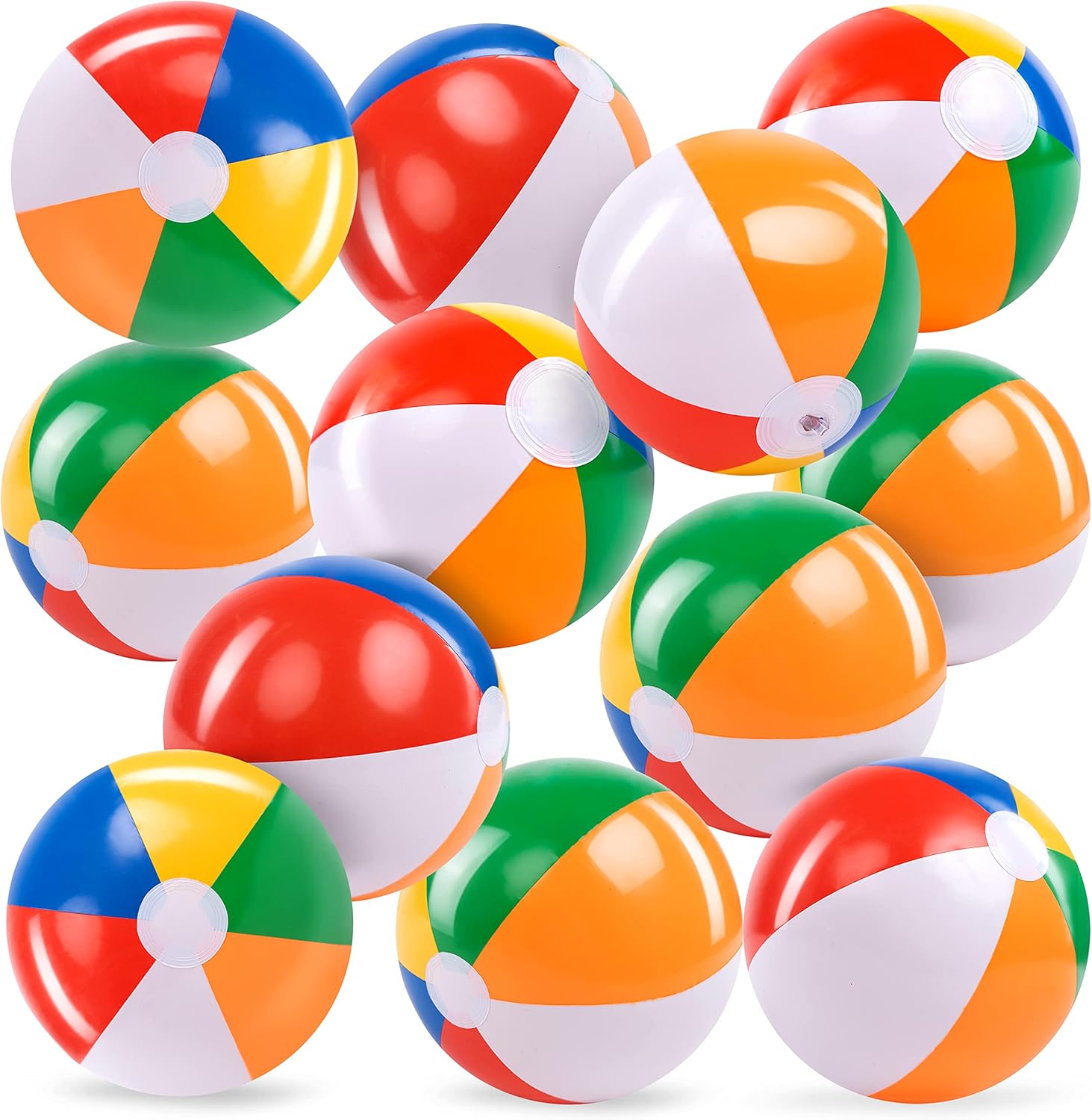 JOYIN Rainbow Beach Balls(12 Pack), 12'' Inflatabl...