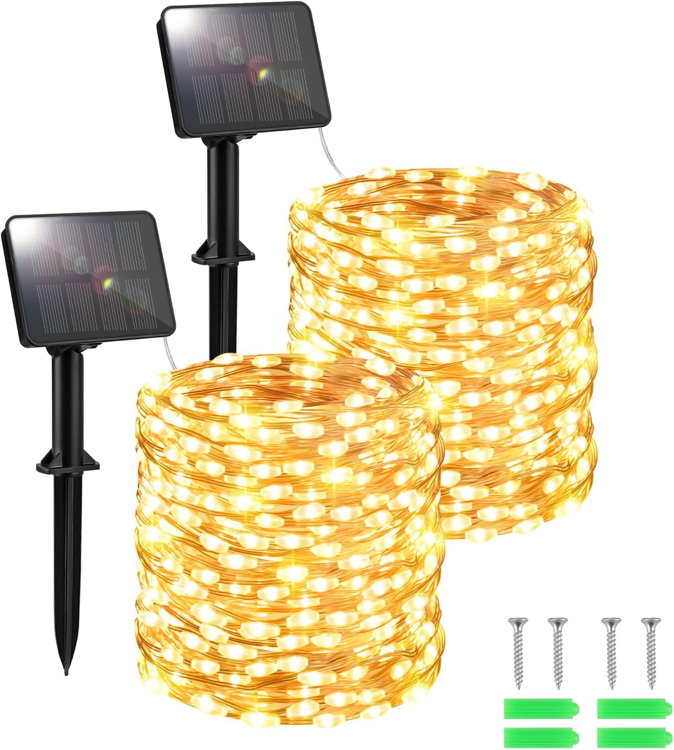 FFZZKJ Solar Lights Outdoor Garden Waterproof Total 240LED 12Mx2 Pack Outdoor So...