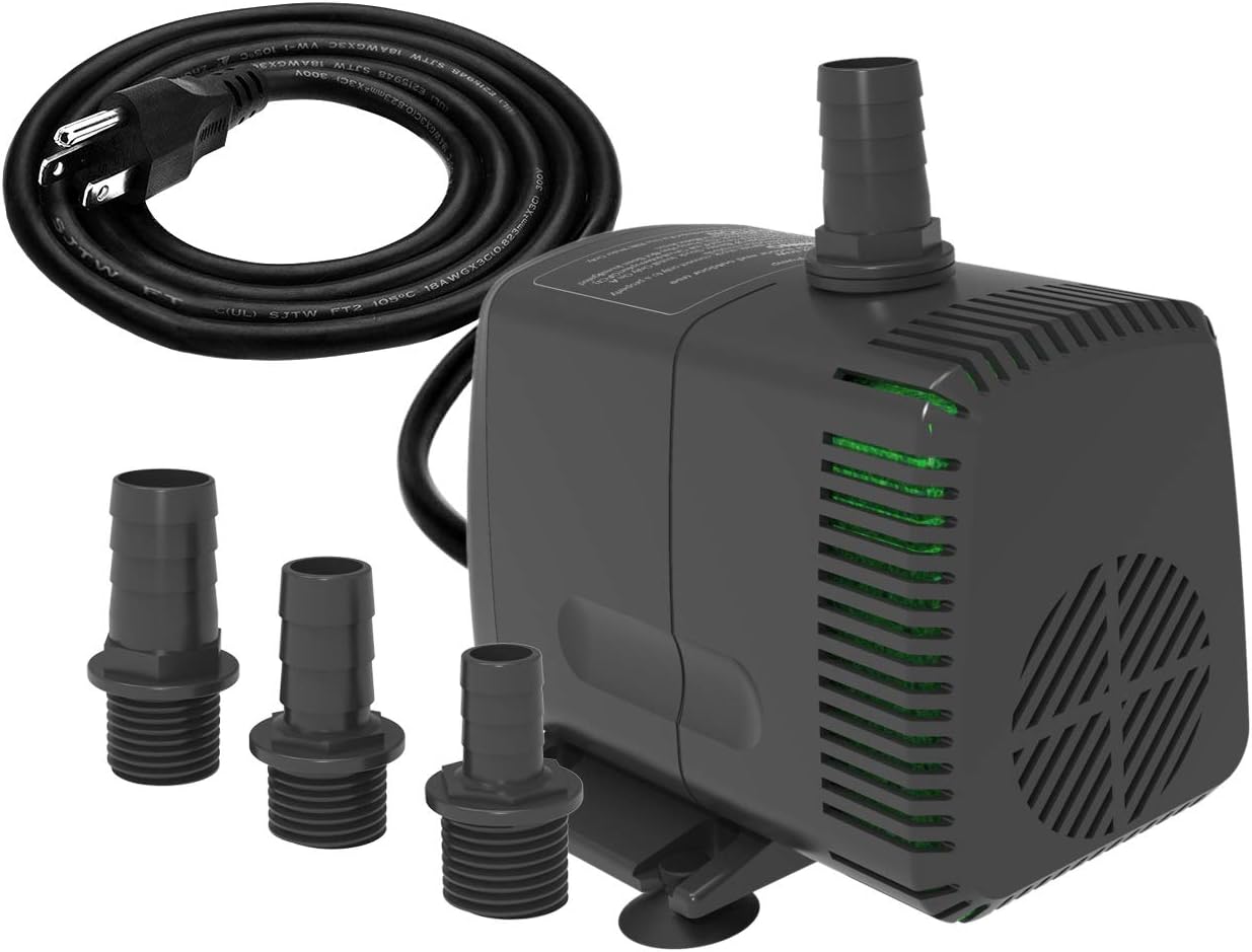 Submersible Pump 880GPH (3500L/H 60W) Ultra Quiet with Dry Burning Protection 10...
