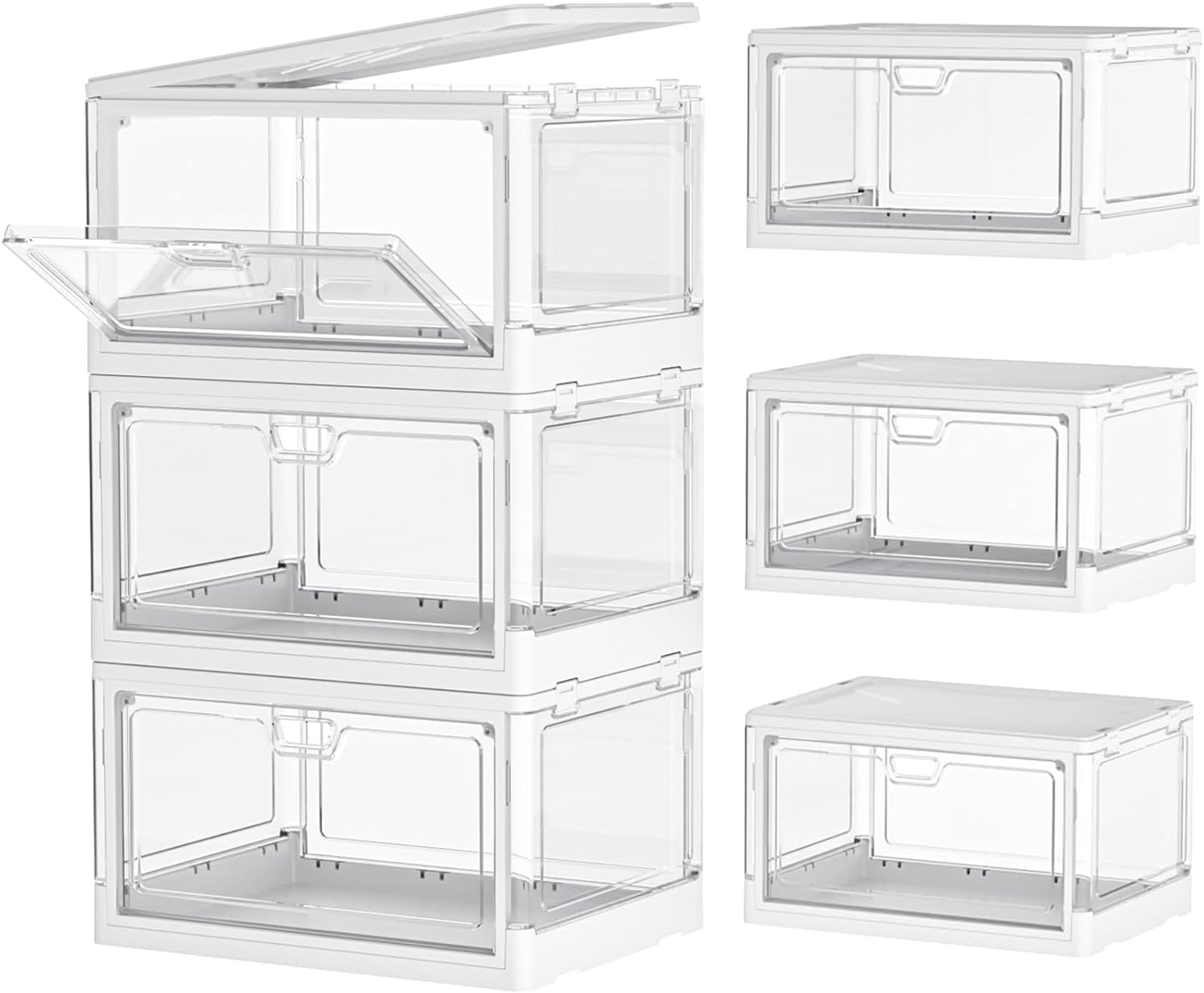 Clear Storage Bin with Lid 3 Pack 【Stackable & Sturdy】Plastic Multifunctional...