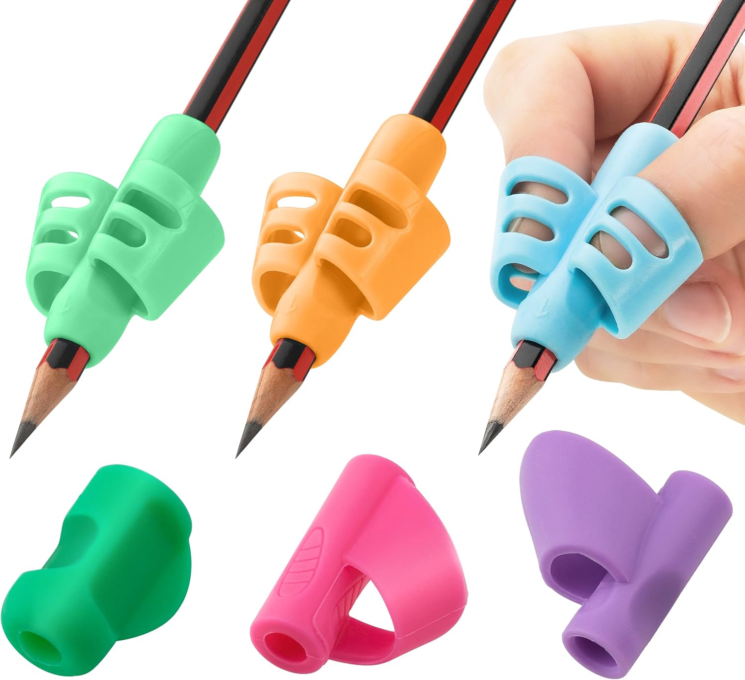 Stylo 6 Pack Pencil Grips for Children Handwriting, Multi-Color Designs, Assorte...
