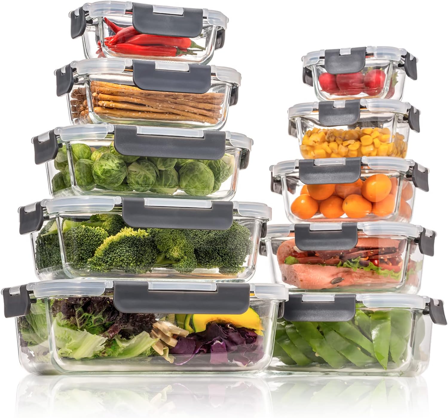 GENICOOK Glass Food Storage Containers with Lids, Meal Prep Containers, Airtight...