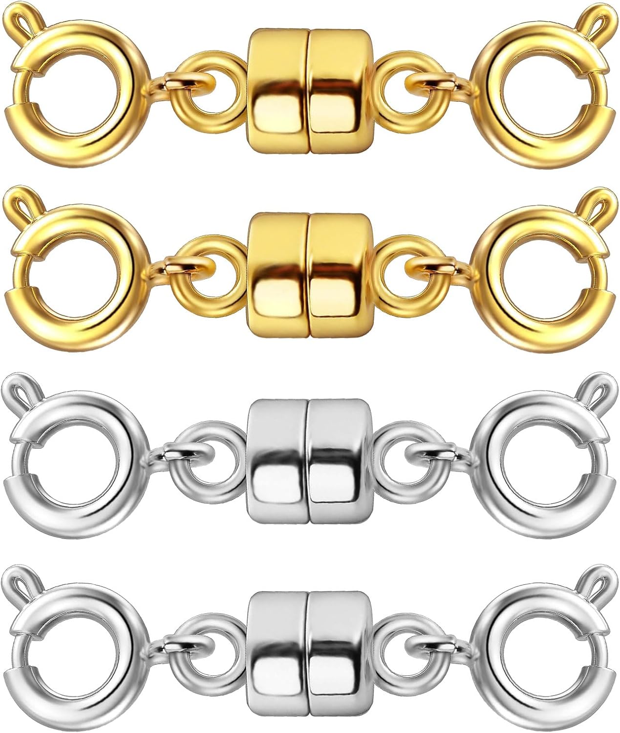 Double Magnetic Necklace Clasps and Closures 14K Gold and Silver Bracelet Extend...