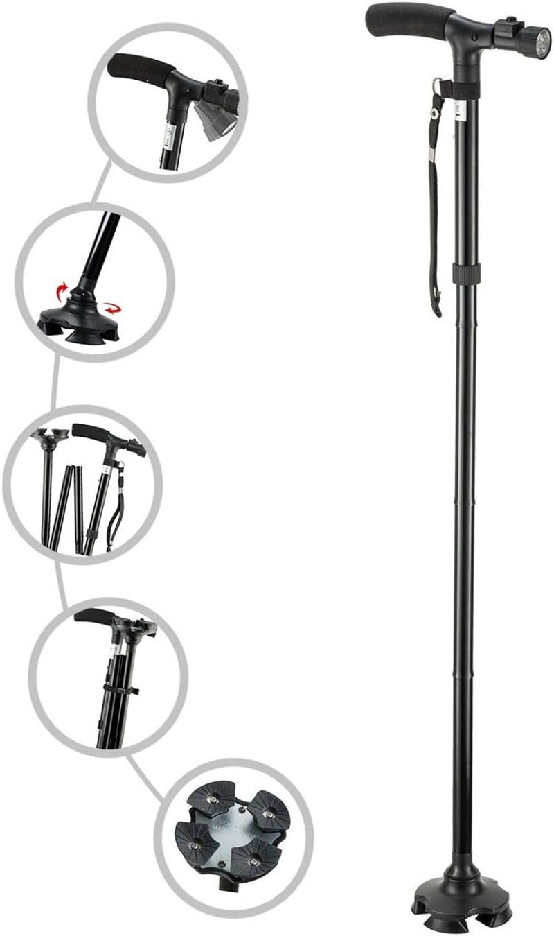 Folding Cane with Led Light, Adjustable Canes and Walking Sticks for Arthritis D...