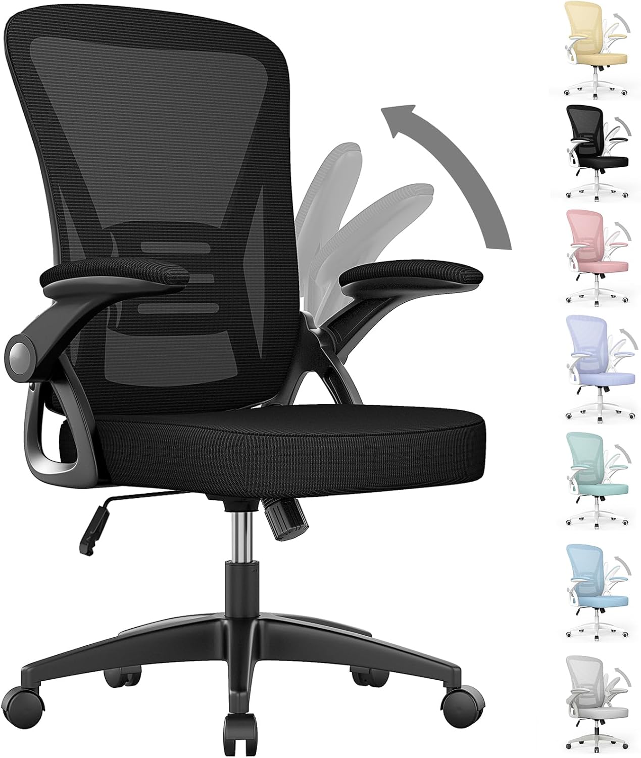 naspaluro Ergonomic Office Chair, Mid Back Desk Chair with Adjustable Height, Sw...