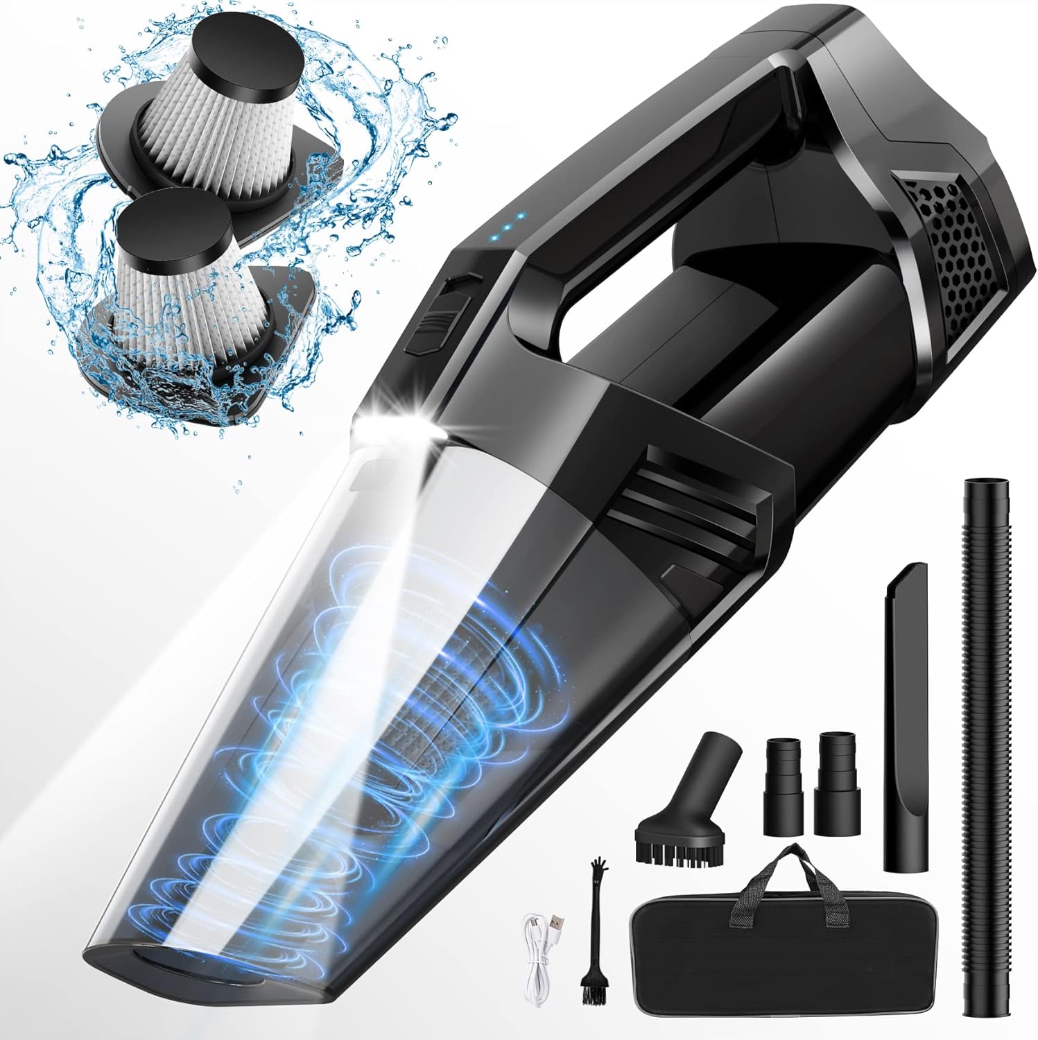 Handheld Vacuum Cordless Car Vacuum Portable with LED Light, High Power Suction,...