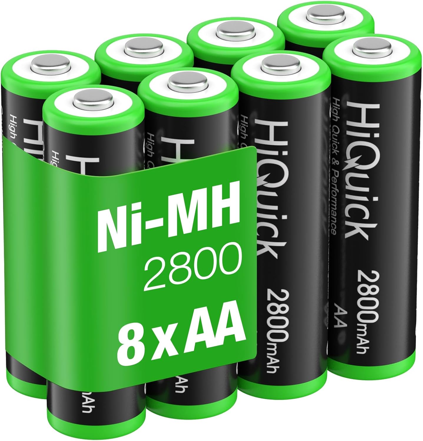 HiQuick Ni-MH AA 8pcs 2800mAh Rechargeable Batteries High Capacity 1.2 Volt(1.2...